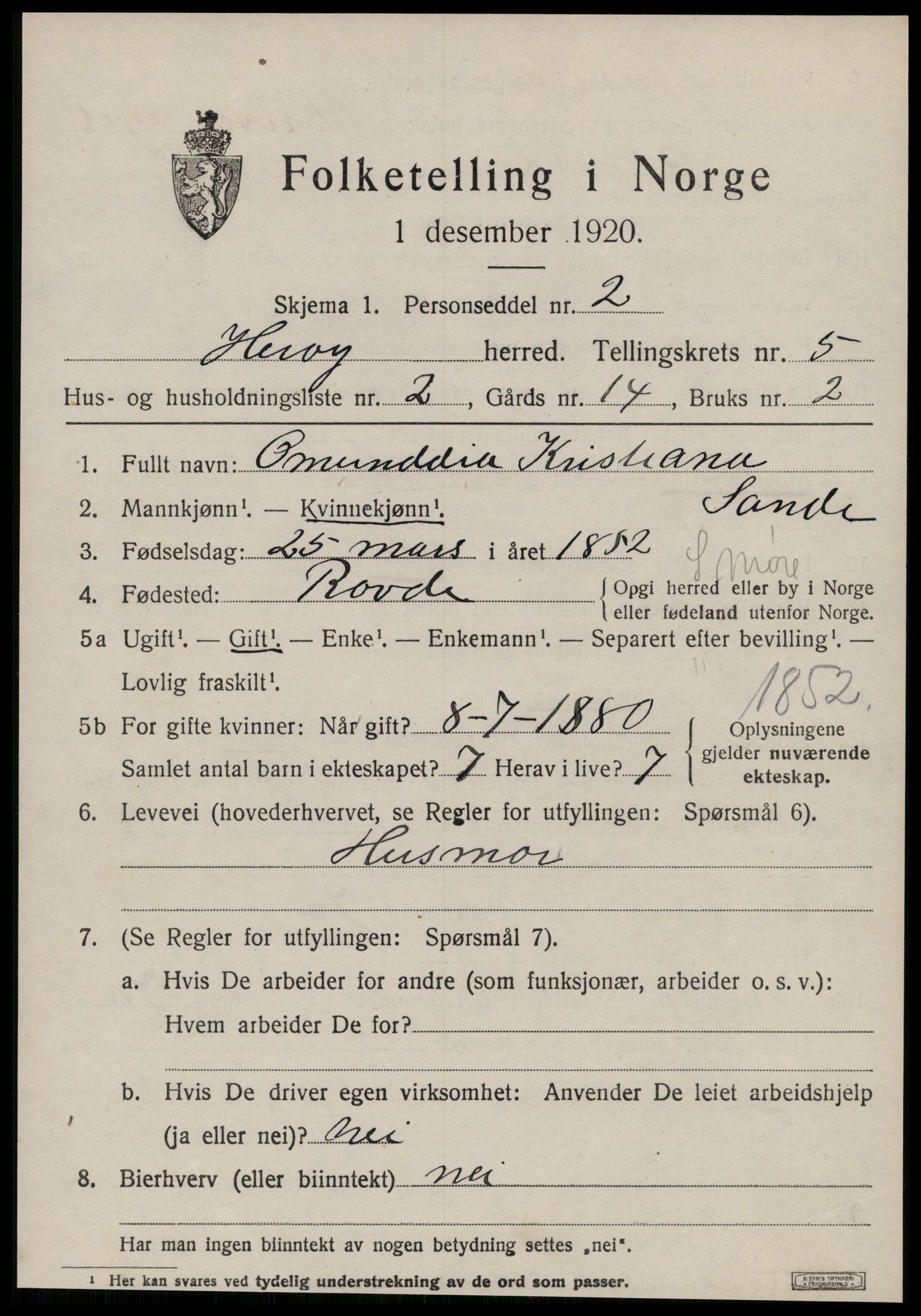 SAT, 1920 census for Herøy (MR), 1920, p. 3379