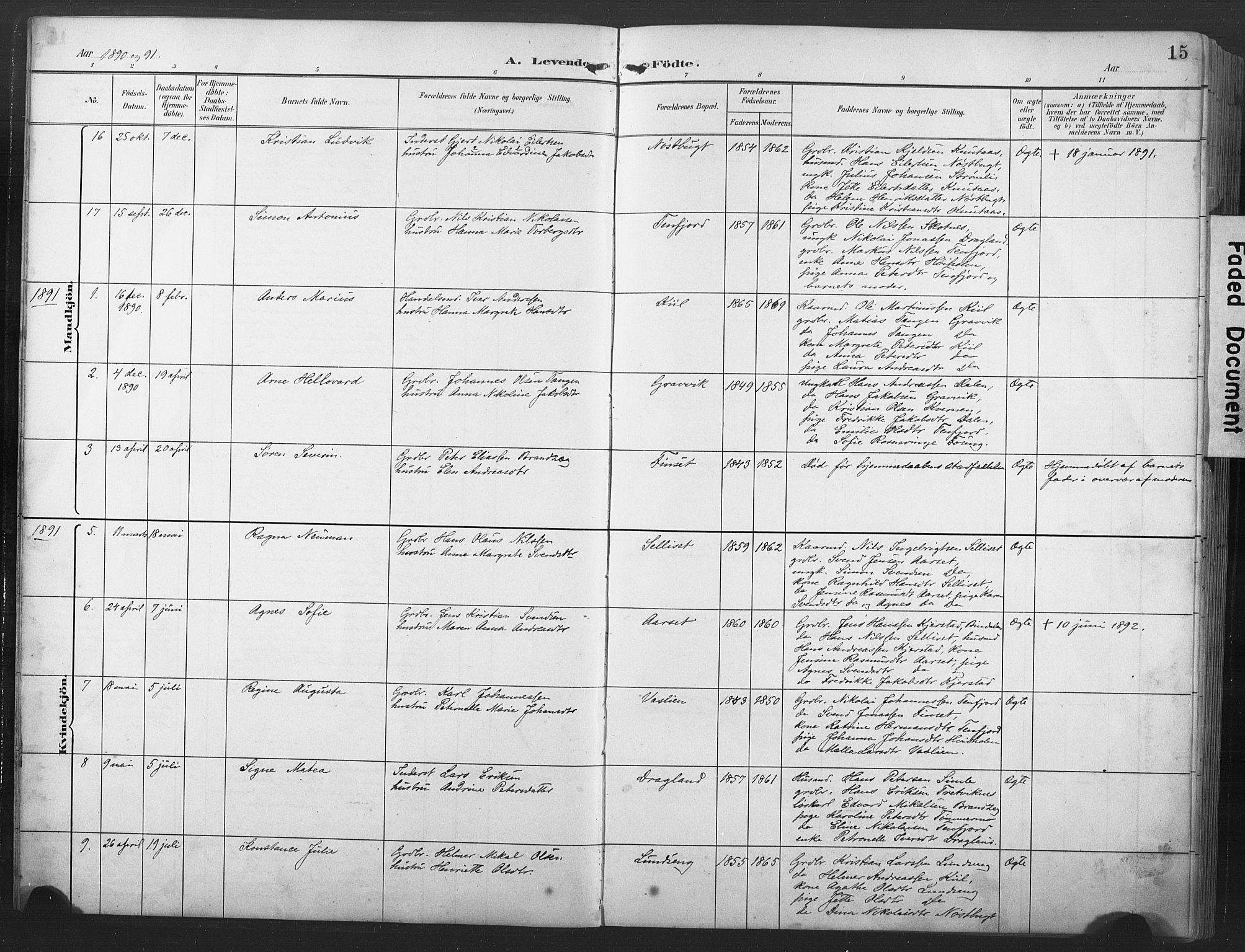 Ministerialprotokoller, klokkerbøker og fødselsregistre - Nord-Trøndelag, SAT/A-1458/789/L0706: Parish register (copy) no. 789C01, 1888-1931, p. 15