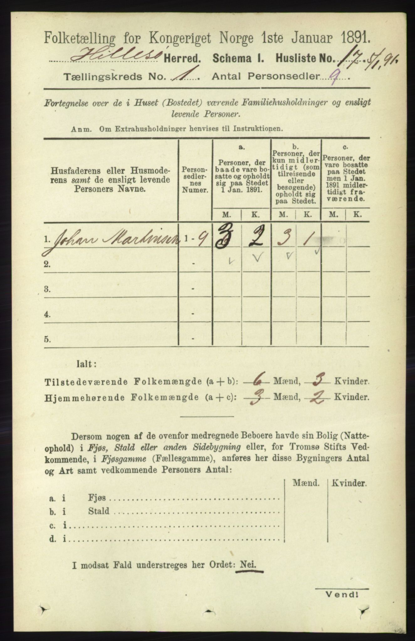 RA, 1891 census for 1930 Hillesøy, 1891, p. 30