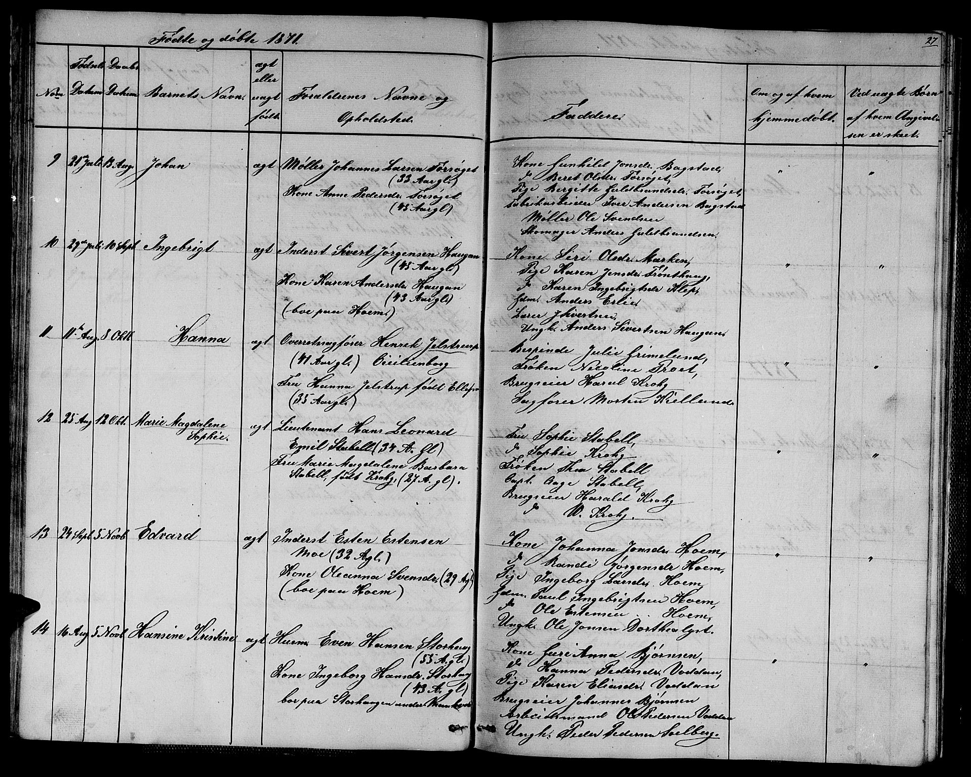 Ministerialprotokoller, klokkerbøker og fødselsregistre - Sør-Trøndelag, SAT/A-1456/611/L0353: Parish register (copy) no. 611C01, 1854-1881, p. 27