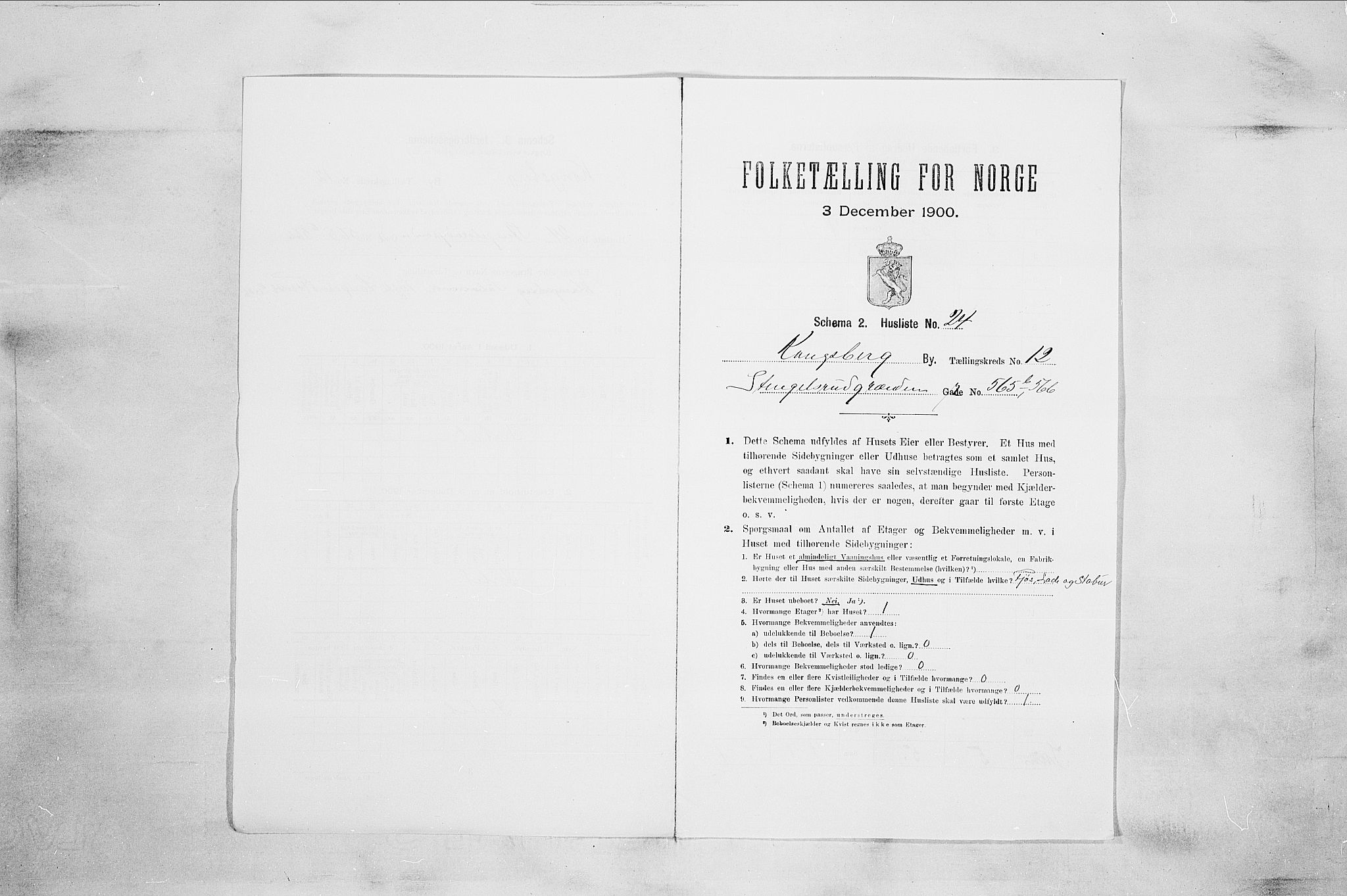 RA, 1900 census for Kongsberg, 1900, p. 2209