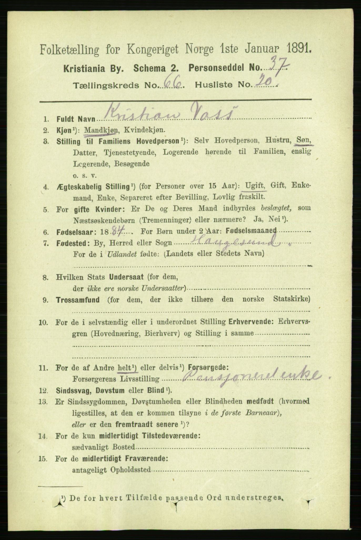 RA, 1891 census for 0301 Kristiania, 1891, p. 36003