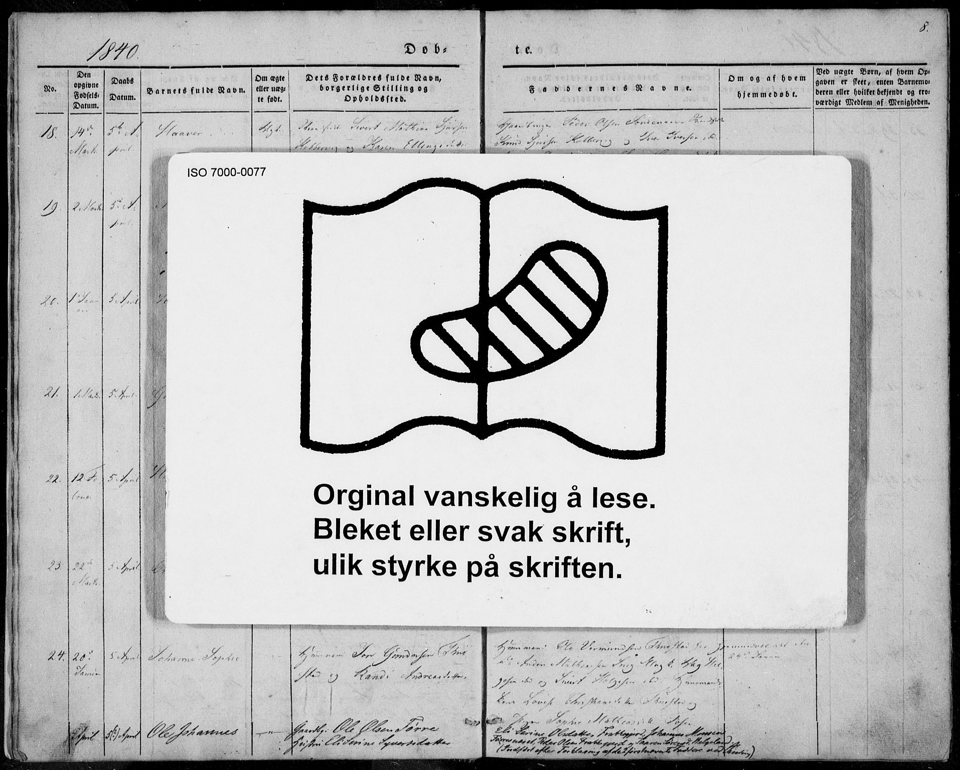 Avaldsnes sokneprestkontor, AV/SAST-A -101851/H/Ha/Haa/L0006: Parish register (official) no. A 6, 1839-1847, p. 8