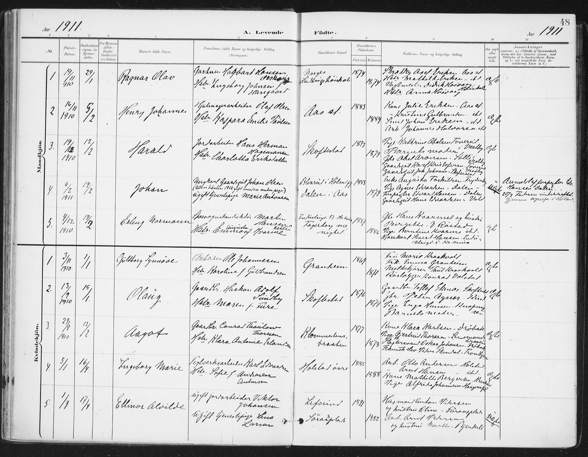 Ås prestekontor Kirkebøker, SAO/A-10894/F/Fa/L0010: Parish register (official) no. I 10, 1900-1918, p. 48
