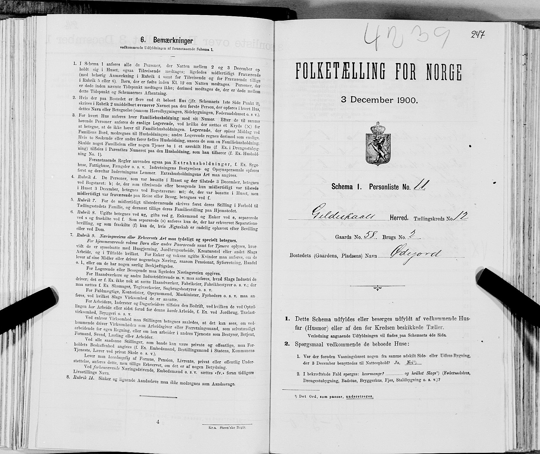 SAT, 1900 census for Gildeskål, 1900, p. 1230