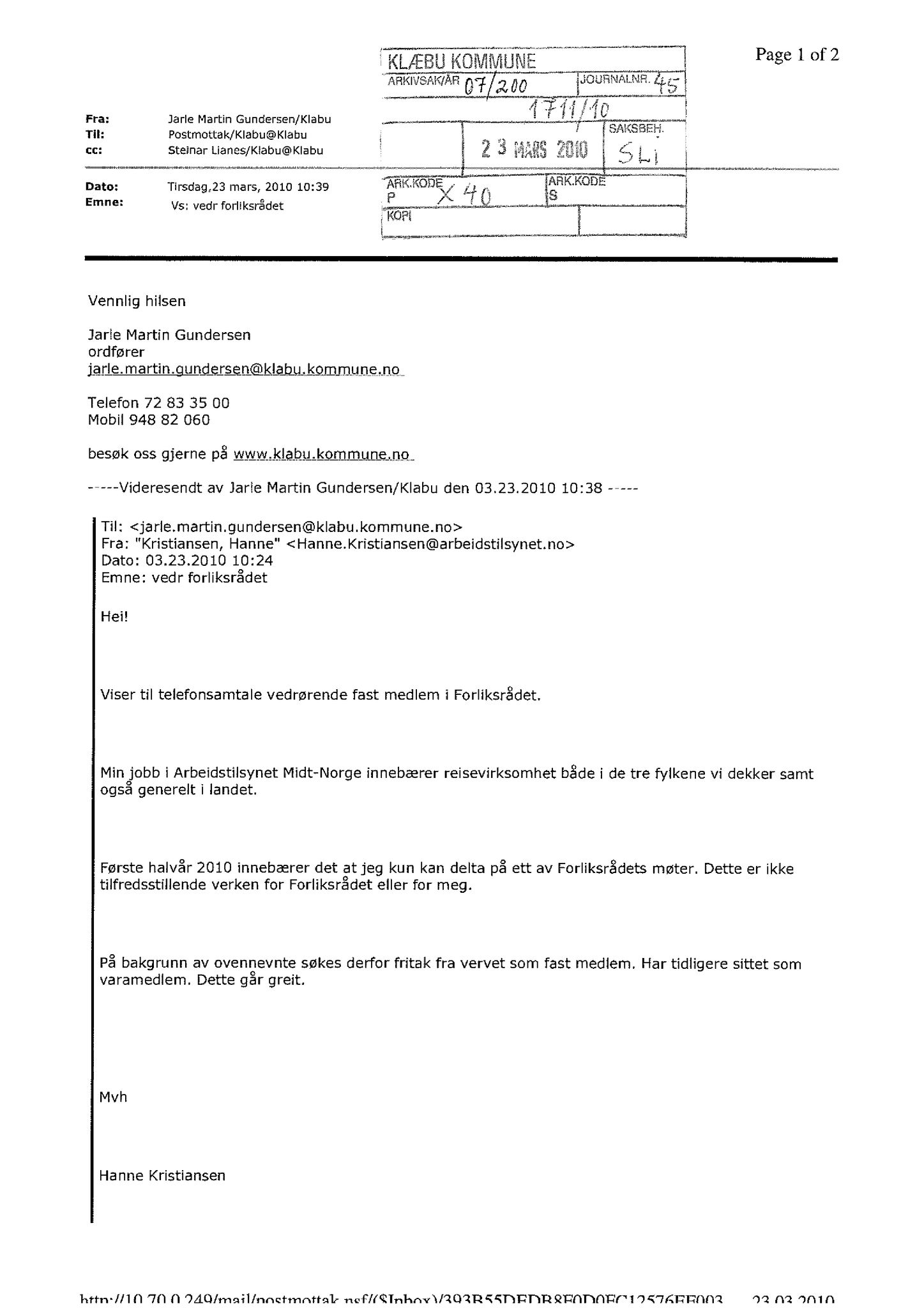 Klæbu Kommune, TRKO/KK/01-KS/L003: Kommunestyret - Møtedokumenter, 2010, p. 262