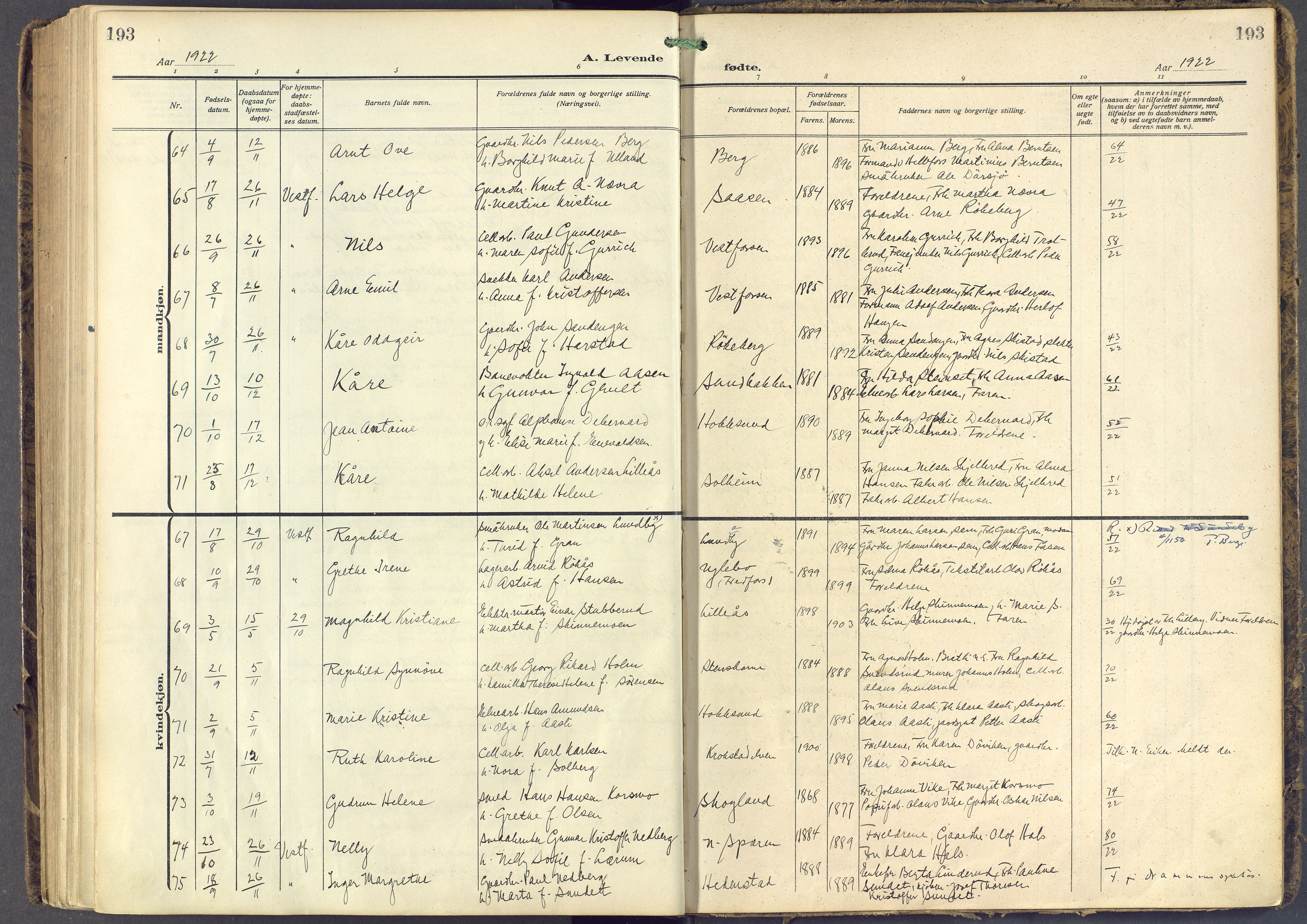 Eiker kirkebøker, AV/SAKO-A-4/F/Fb/L0009: Parish register (official) no. II 9, 1908-1923, p. 193