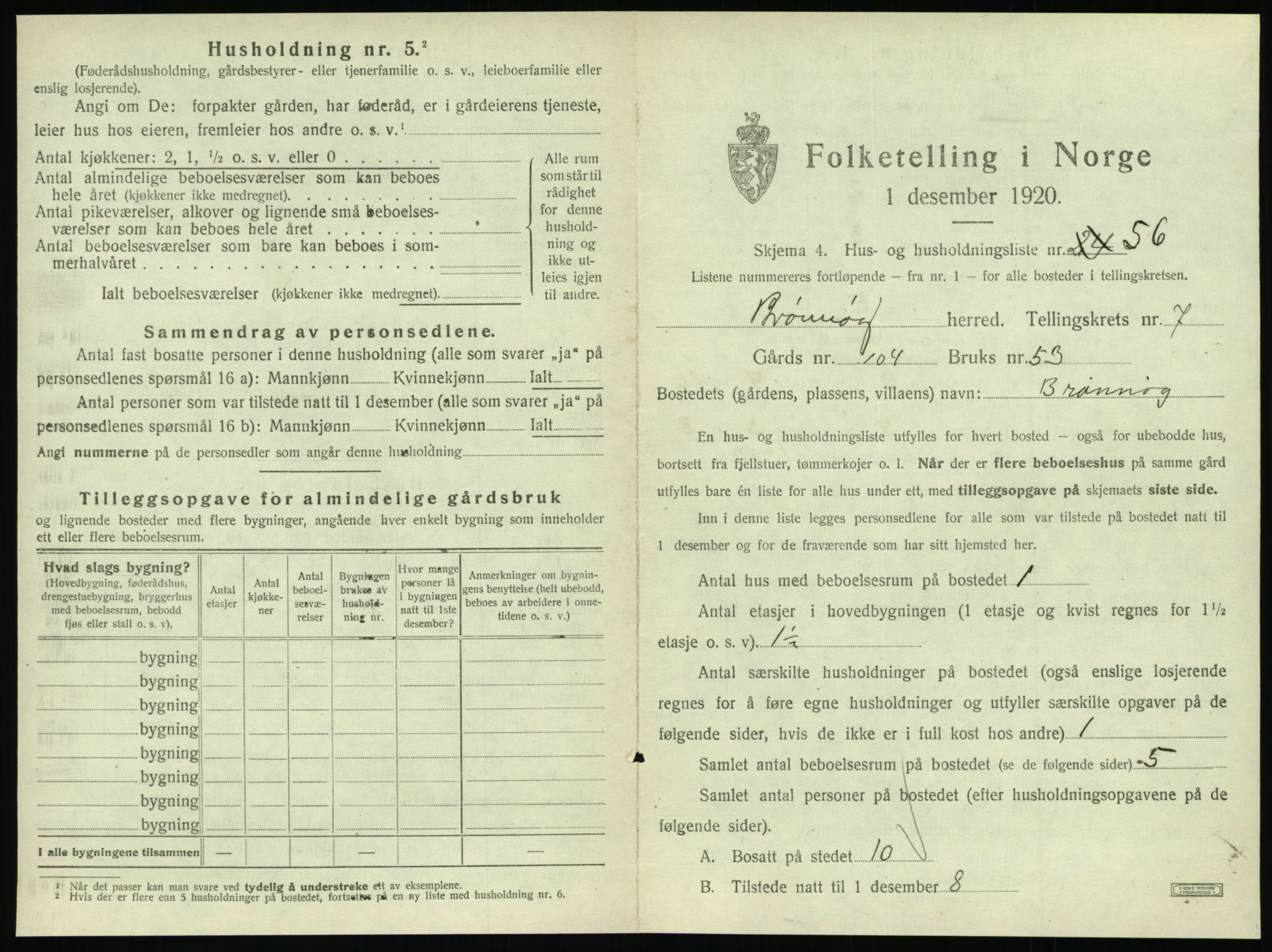 SAT, 1920 census for Brønnøy, 1920, p. 732