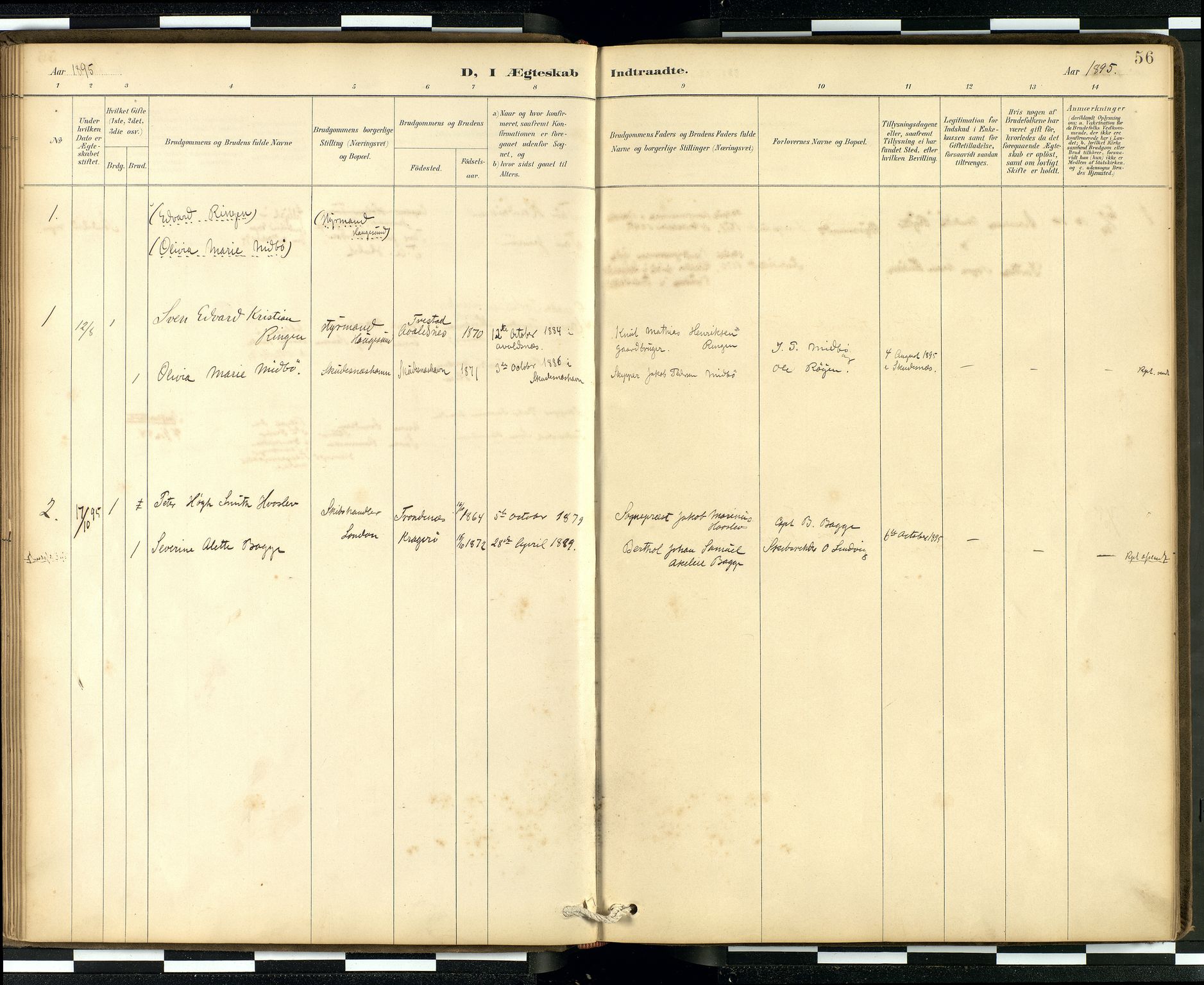  Den norske sjømannsmisjon i utlandet/London m/bistasjoner, SAB/SAB/PA-0103/H/Ha/L0002: Parish register (official) no. A 2, 1887-1903, p. 55b-56a