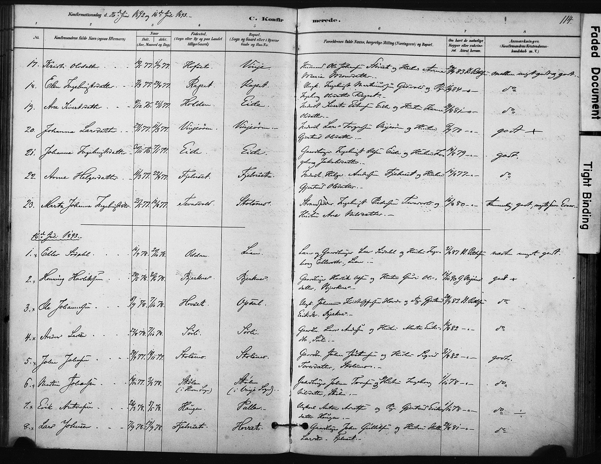 Ministerialprotokoller, klokkerbøker og fødselsregistre - Sør-Trøndelag, AV/SAT-A-1456/631/L0512: Parish register (official) no. 631A01, 1879-1912, p. 114
