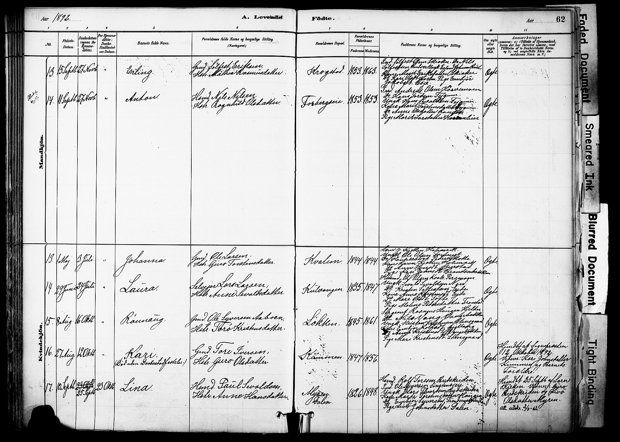 Skjåk prestekontor, SAH/PREST-072/H/Ha/Haa/L0003: Parish register (official) no. 3, 1880-1907, p. 62