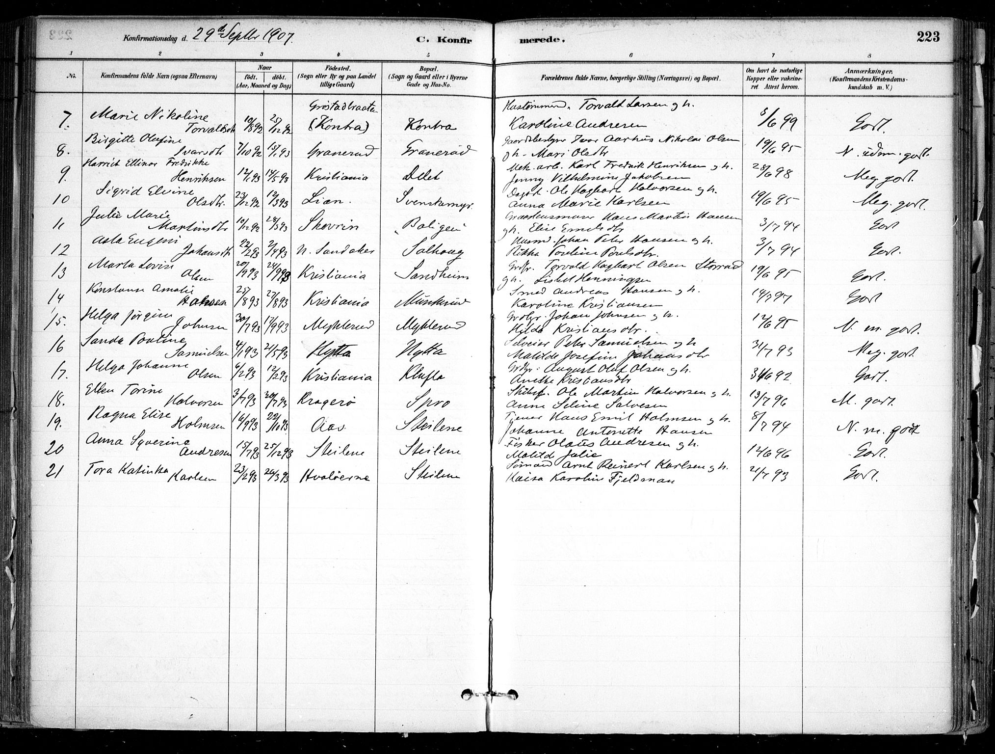 Nesodden prestekontor Kirkebøker, SAO/A-10013/F/Fa/L0009: Parish register (official) no. I 9, 1880-1915, p. 223