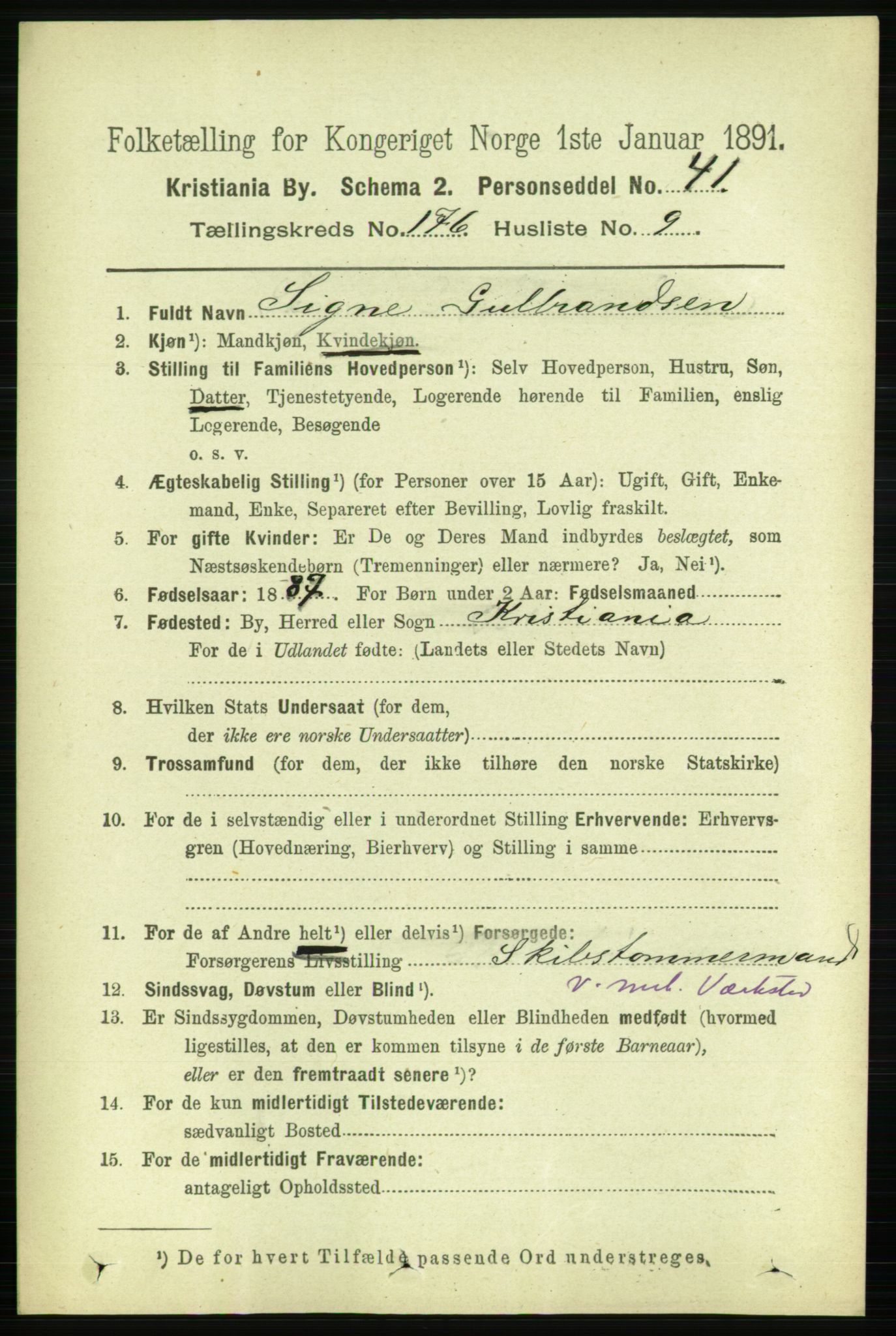 RA, 1891 census for 0301 Kristiania, 1891, p. 105902