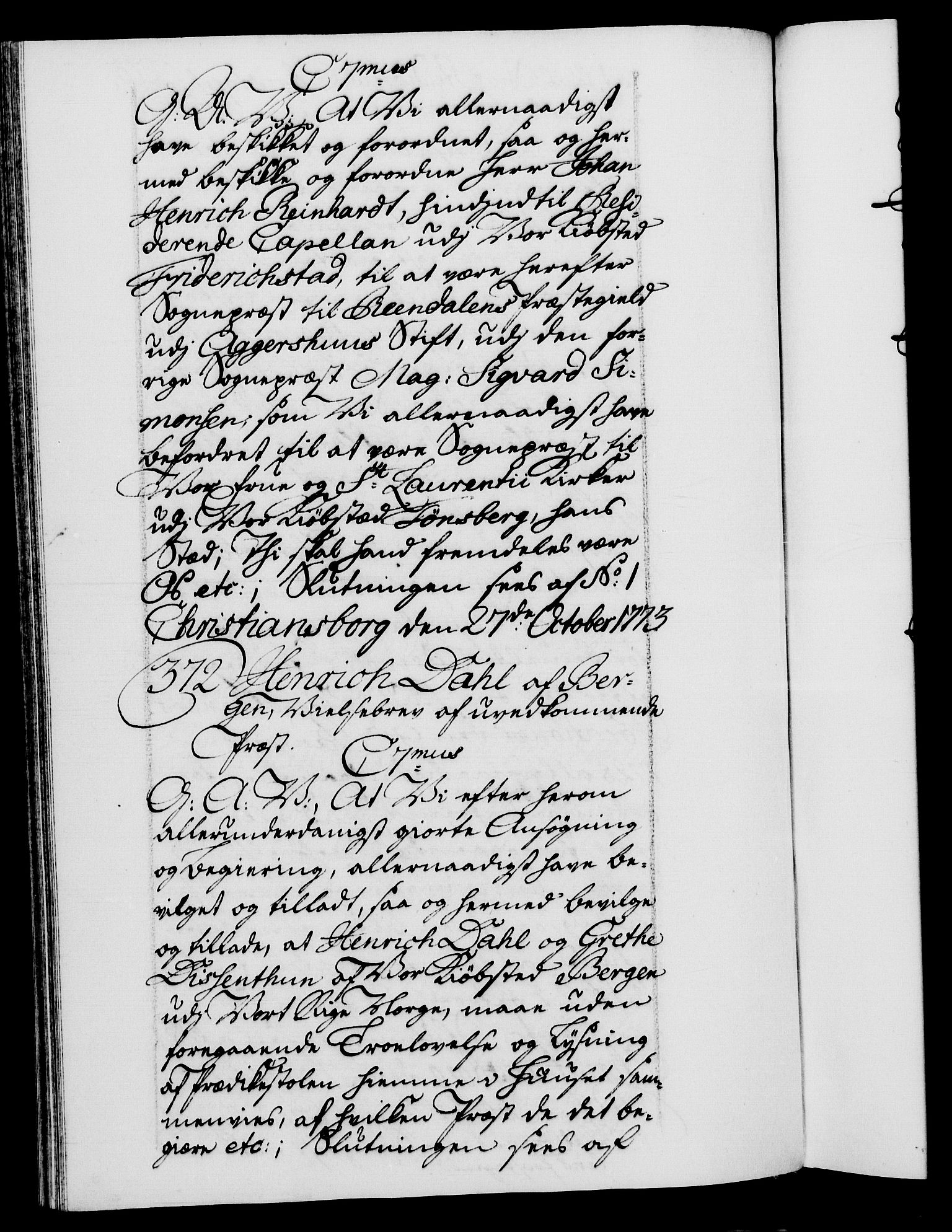 Danske Kanselli 1572-1799, AV/RA-EA-3023/F/Fc/Fca/Fcaa/L0046: Norske registre, 1773-1775, p. 275b