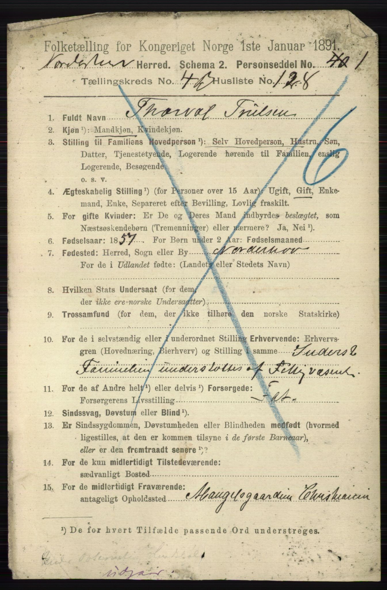 RA, 1891 census for 0613 Norderhov, 1891, p. 3433