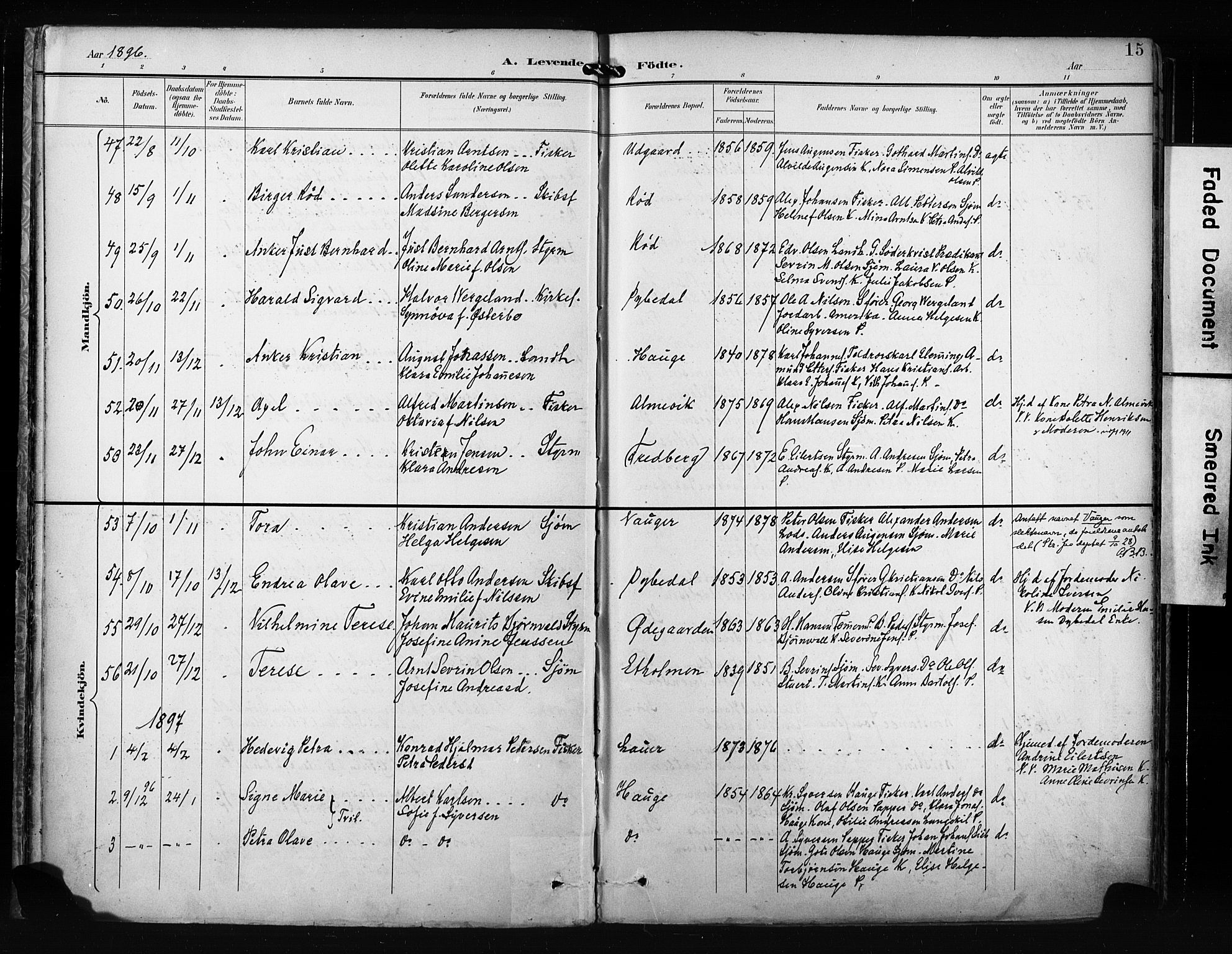 Hvaler prestekontor Kirkebøker, AV/SAO-A-2001/F/Fa/L0009: Parish register (official) no. I 9, 1895-1906, p. 15