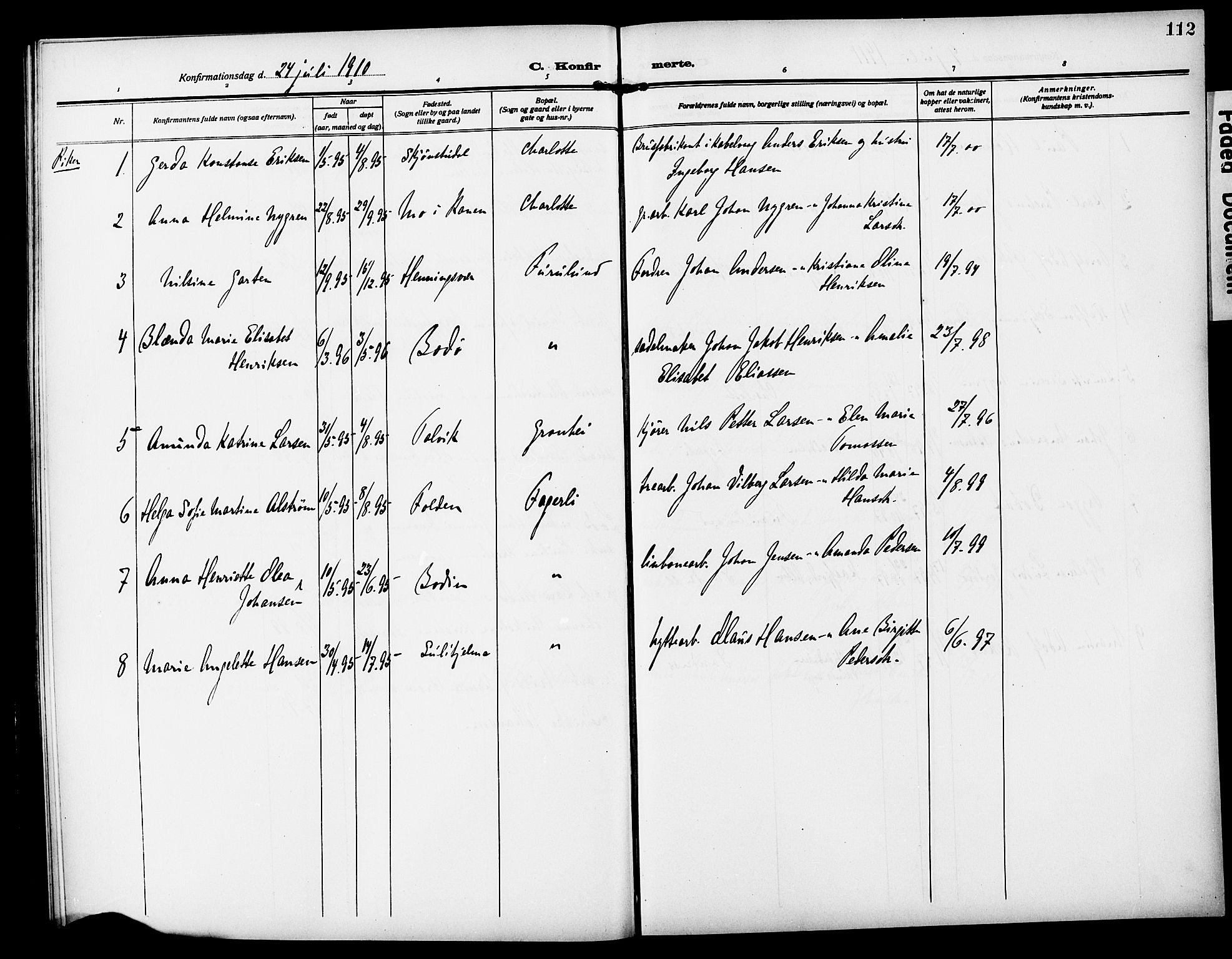 Ministerialprotokoller, klokkerbøker og fødselsregistre - Nordland, AV/SAT-A-1459/850/L0710: Parish register (official) no. 850A02, 1910-1920, p. 112