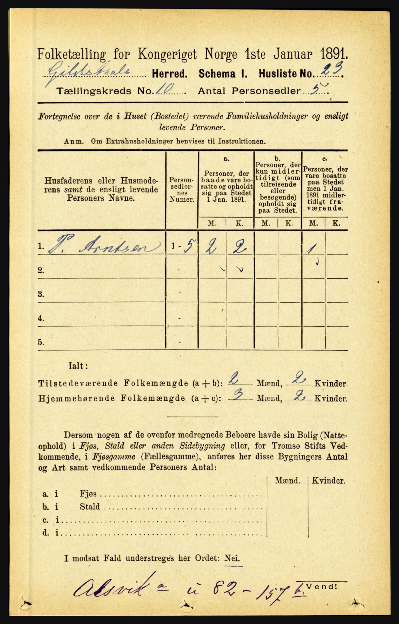 RA, 1891 census for 1838 Gildeskål, 1891, p. 2922