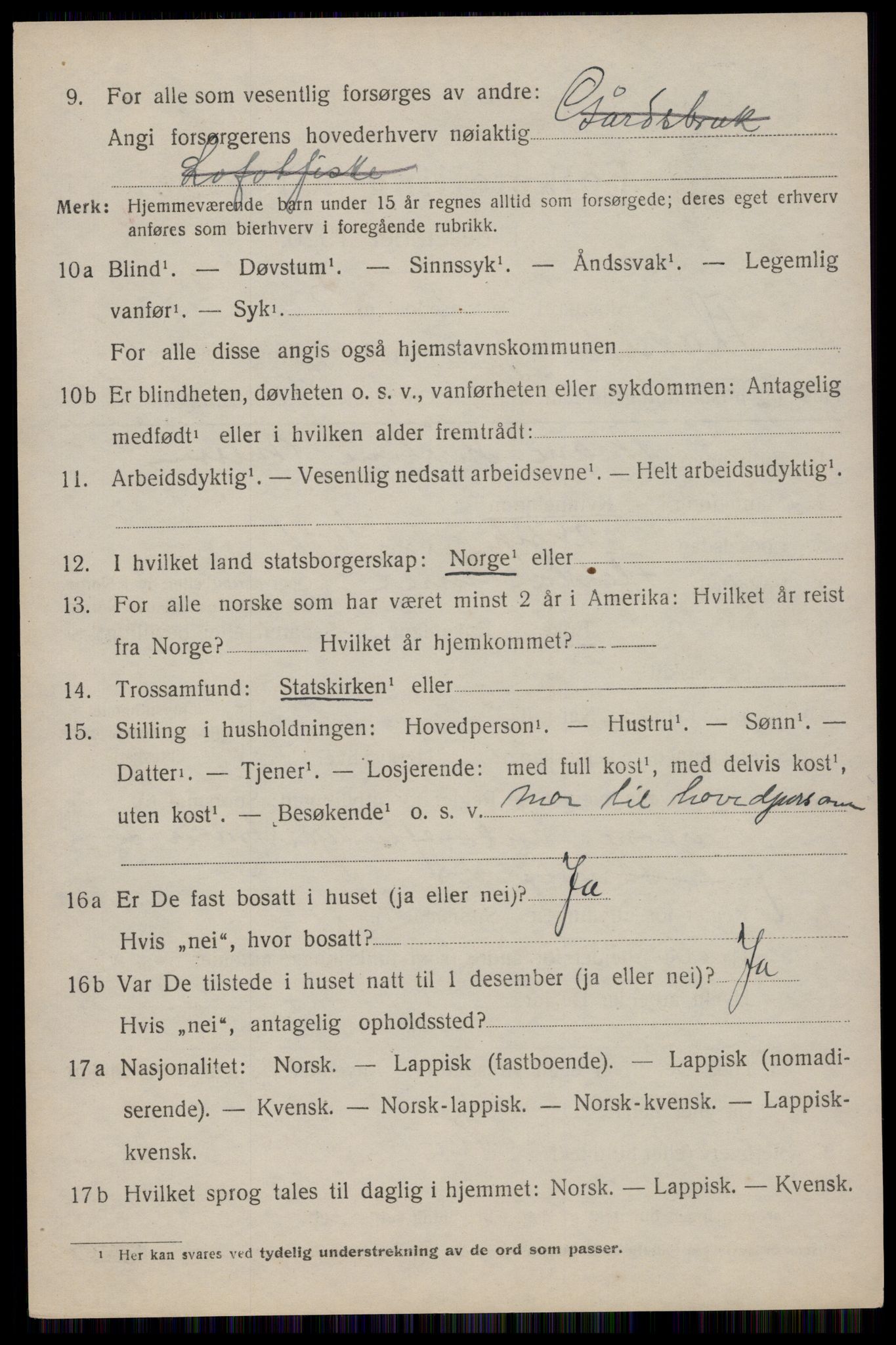 SAT, 1920 census for Flakstad, 1920, p. 3402