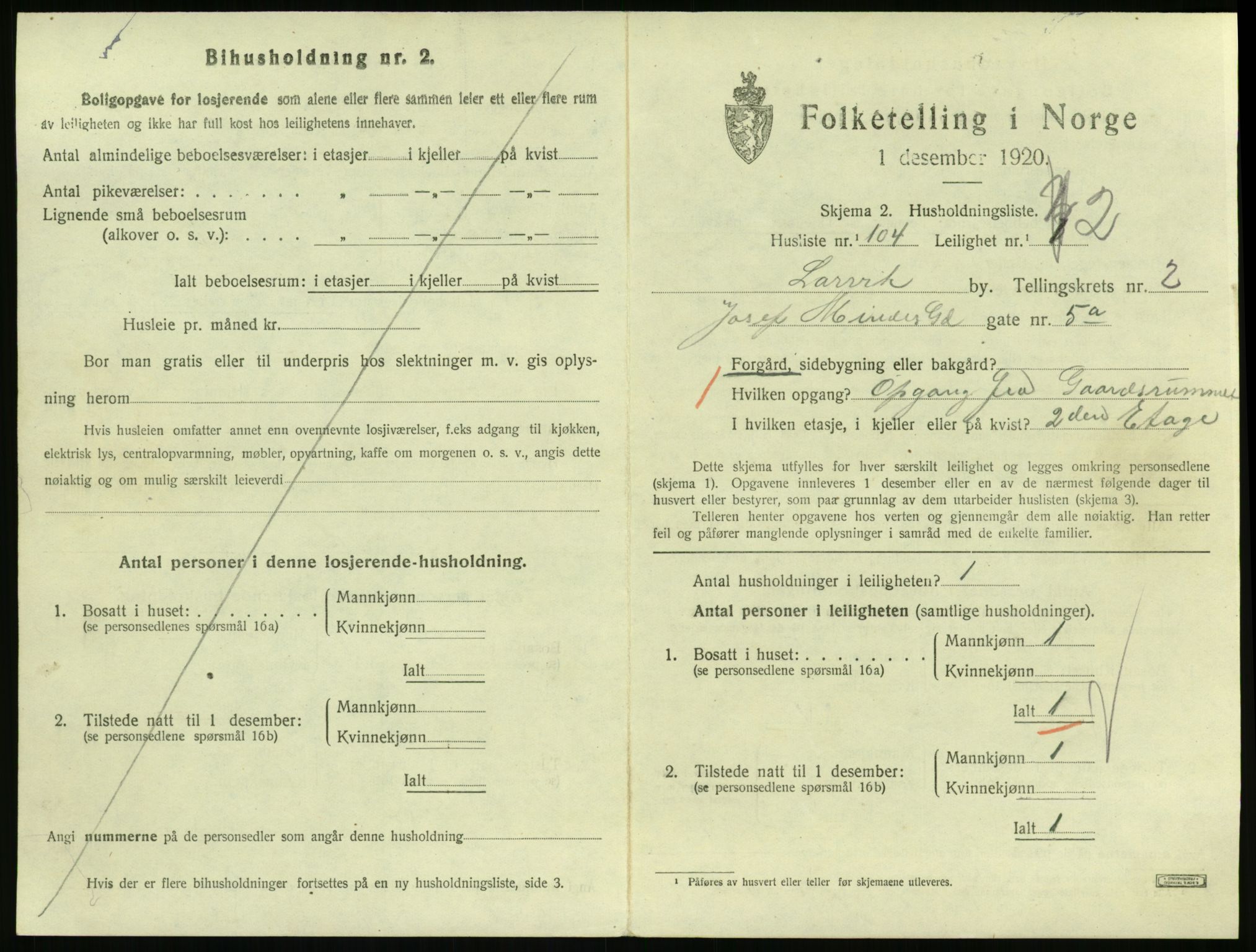 SAKO, 1920 census for Larvik, 1920, p. 3778