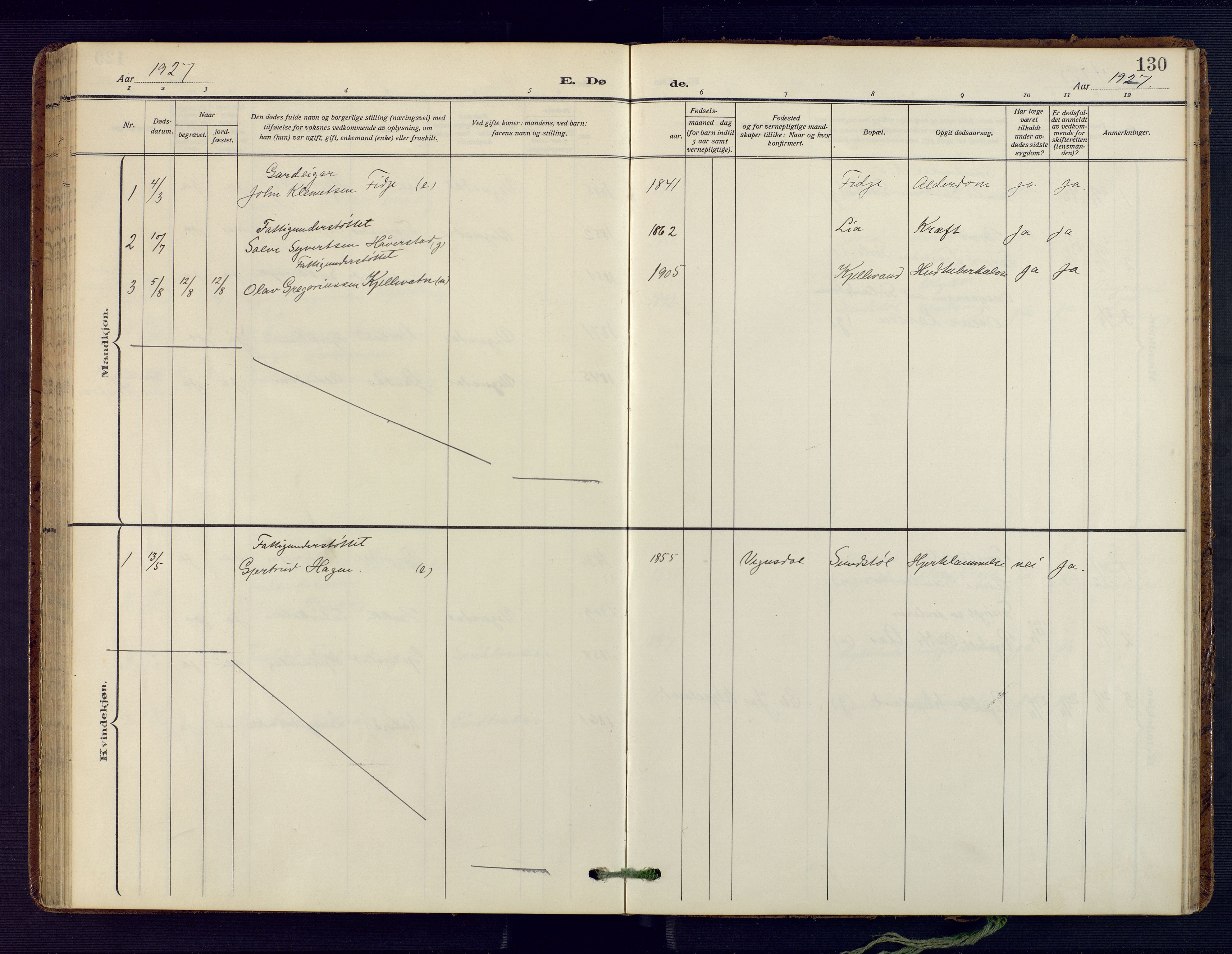 Herefoss sokneprestkontor, SAK/1111-0019/F/Fa/Fab/L0005: Parish register (official) no. A 5, 1910-1932, p. 130