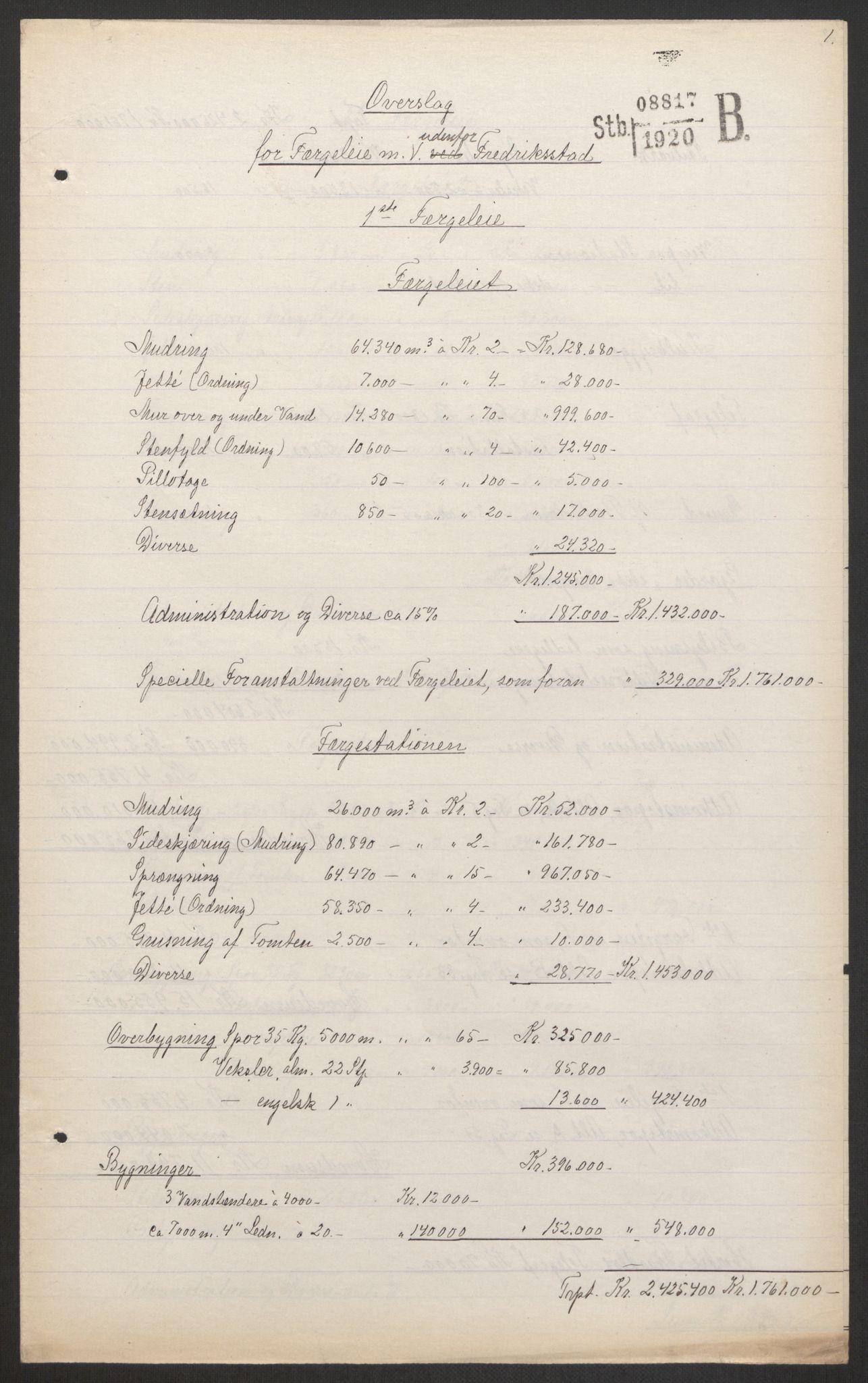 Norges Statsbaner, Baneavdelingen B, AV/RA-S-1619/1/F/Fa/L0042: NORGE-JYLLAND, 1920, p. 309