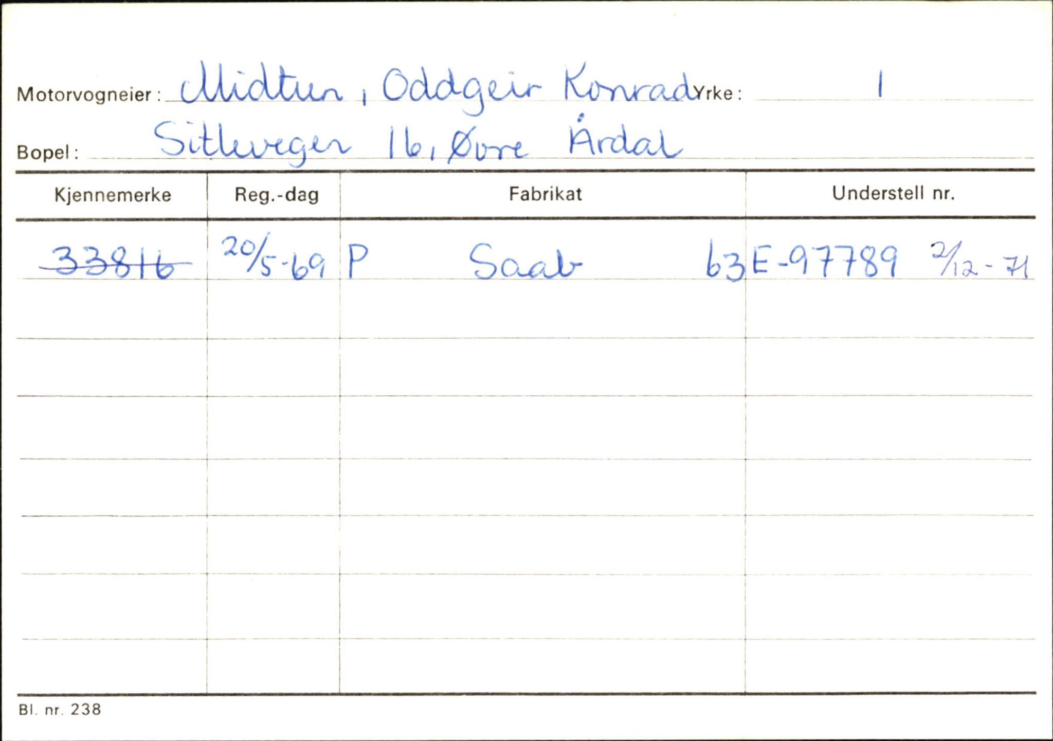 Statens vegvesen, Sogn og Fjordane vegkontor, SAB/A-5301/4/F/L0145: Registerkort Vågsøy S-Å. Årdal I-P, 1945-1975, p. 1717