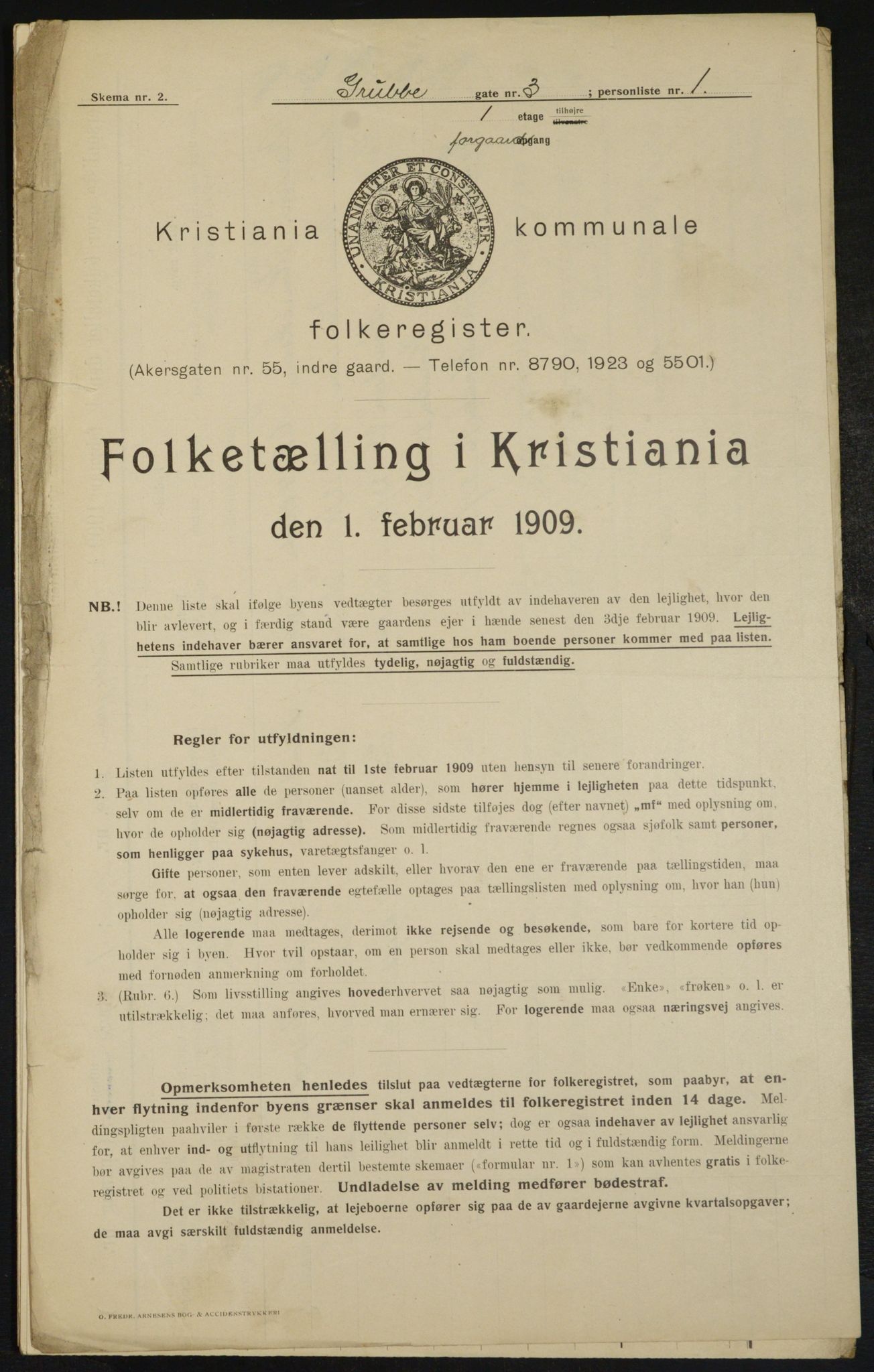 OBA, Municipal Census 1909 for Kristiania, 1909, p. 27447