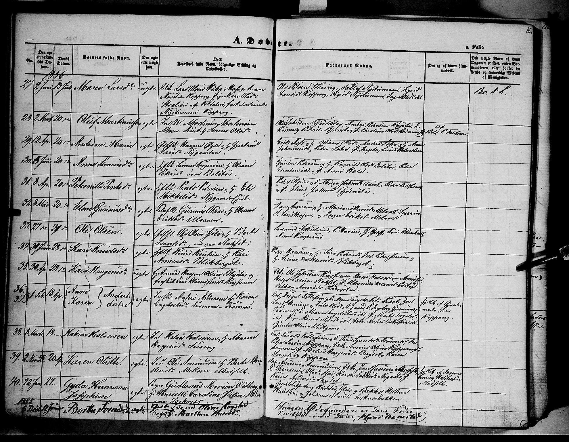 Åmot prestekontor, Hedmark, SAH/PREST-056/H/Ha/Haa/L0006: Parish register (official) no. 6, 1842-1861, p. 86