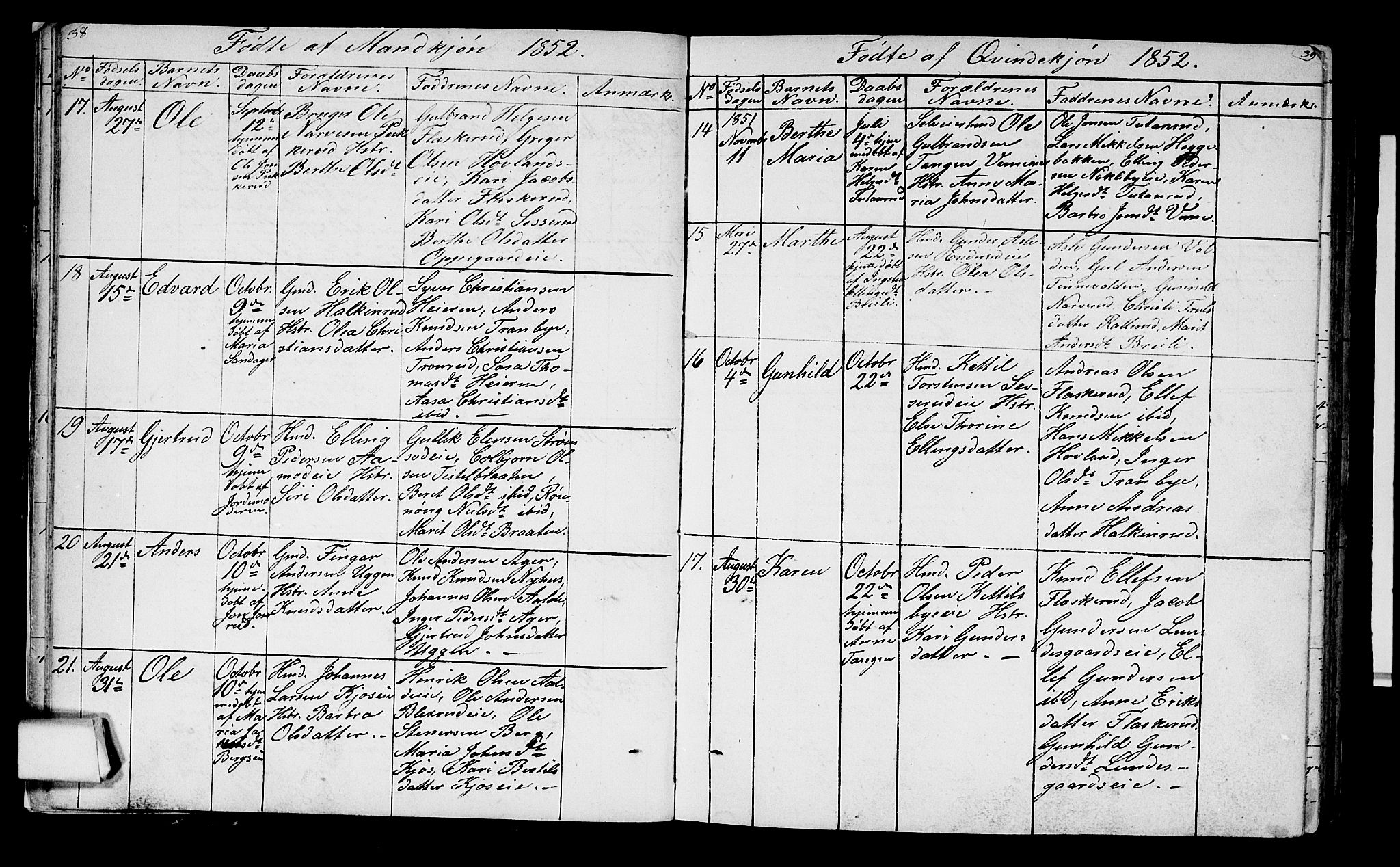 Lunder kirkebøker, SAKO/A-629/G/Ga/L0002: Parish register (copy) no. I 2, 1849-1868, p. 38-39