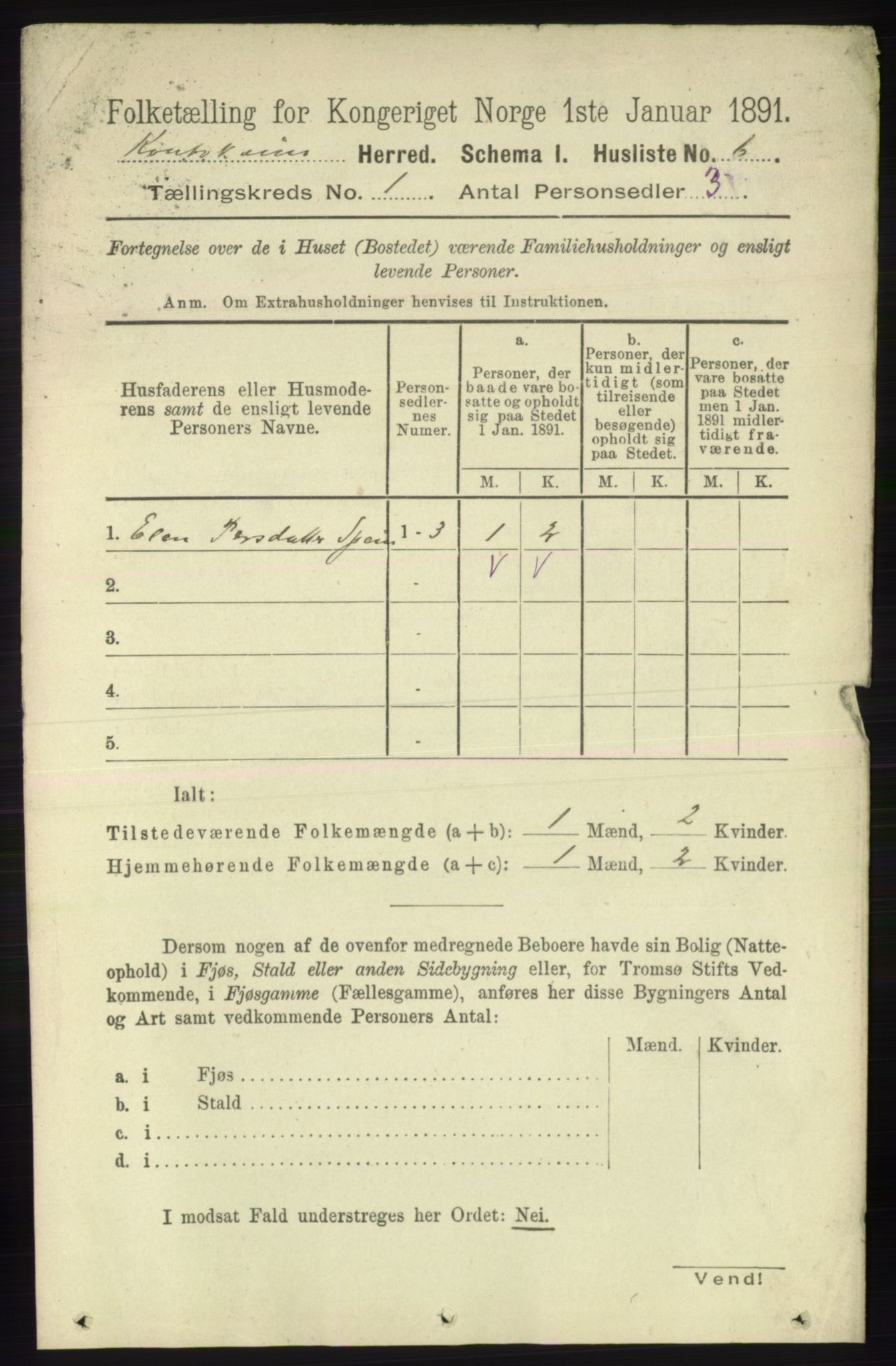 RA, 1891 census for 2011 Kautokeino, 1891, p. 19