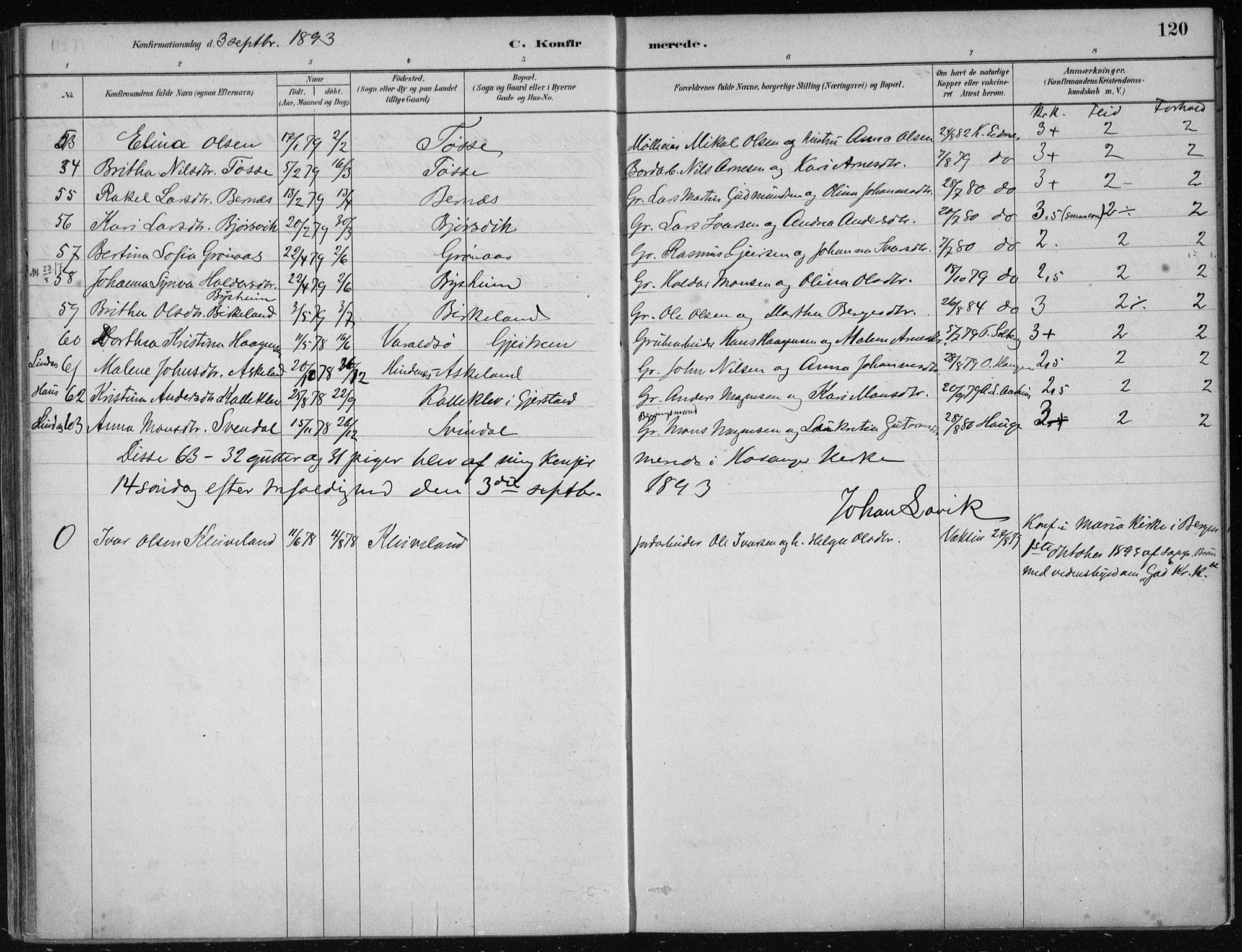 Hosanger sokneprestembete, AV/SAB-A-75801/H/Haa: Parish register (official) no. B  1, 1880-1896, p. 120