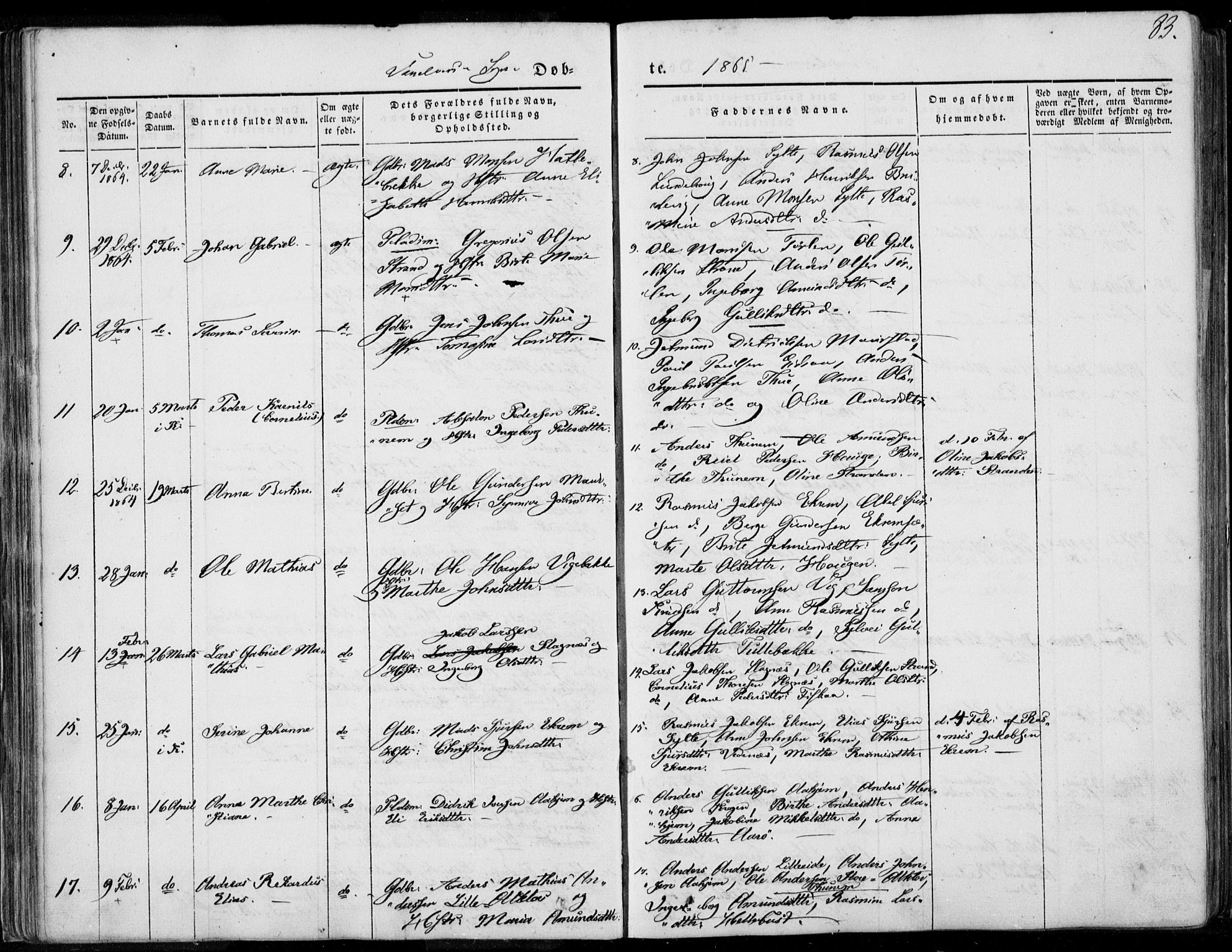 Ministerialprotokoller, klokkerbøker og fødselsregistre - Møre og Romsdal, SAT/A-1454/501/L0006: Parish register (official) no. 501A06, 1844-1868, p. 83