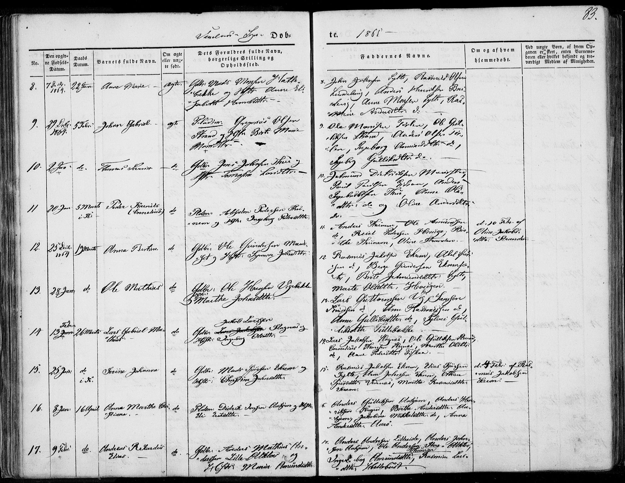 Ministerialprotokoller, klokkerbøker og fødselsregistre - Møre og Romsdal, AV/SAT-A-1454/501/L0006: Parish register (official) no. 501A06, 1844-1868, p. 83