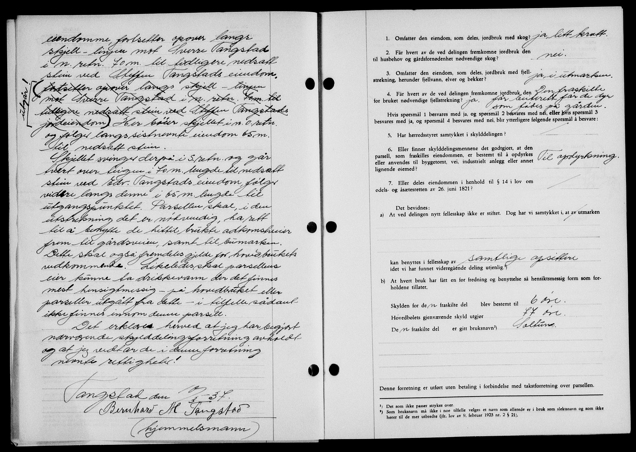 Lofoten sorenskriveri, SAT/A-0017/1/2/2C/L0002a: Mortgage book no. 2a, 1937-1937, Diary no: : 660/1937