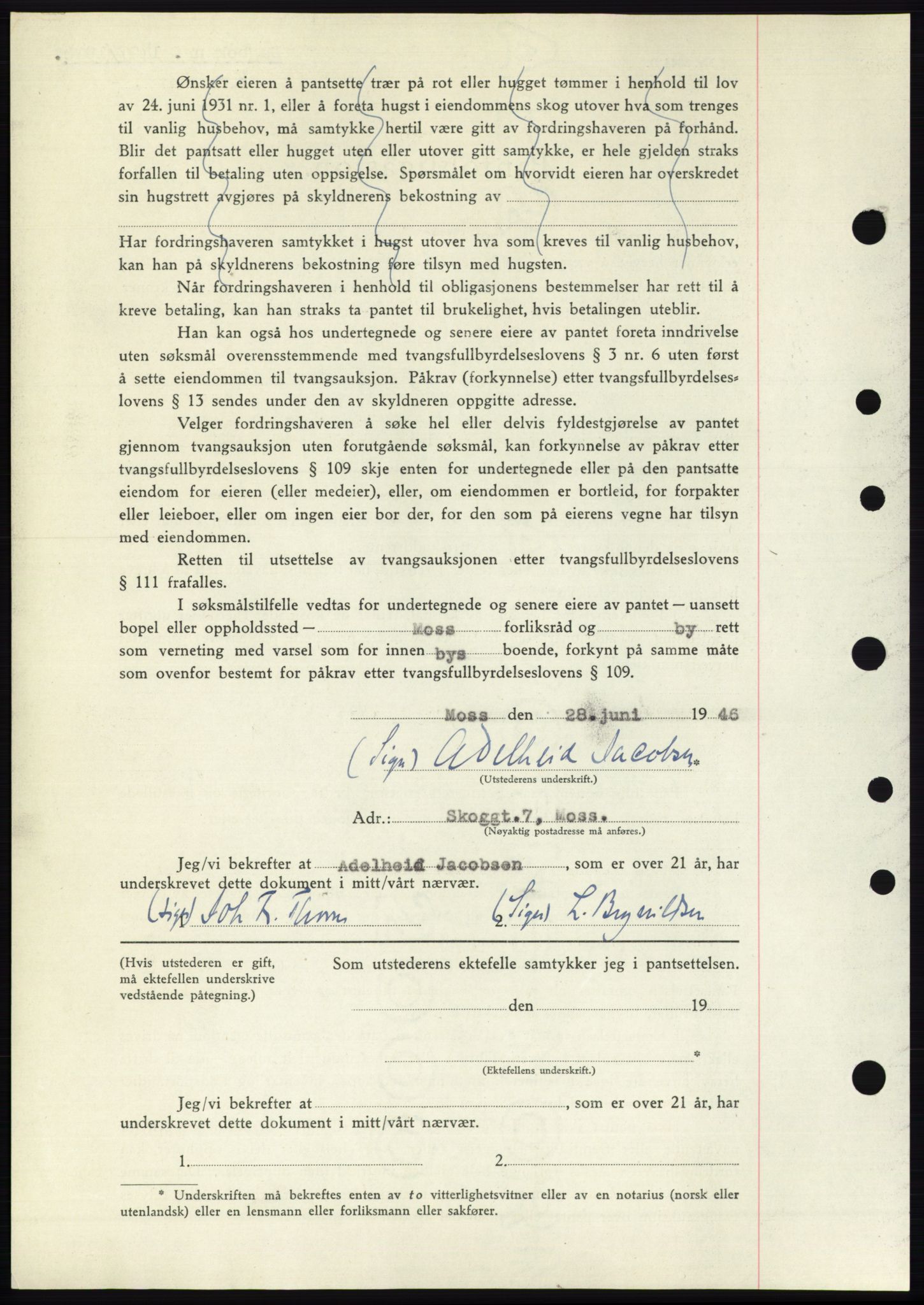 Moss sorenskriveri, SAO/A-10168: Mortgage book no. B15, 1946-1946, Diary no: : 1497/1946