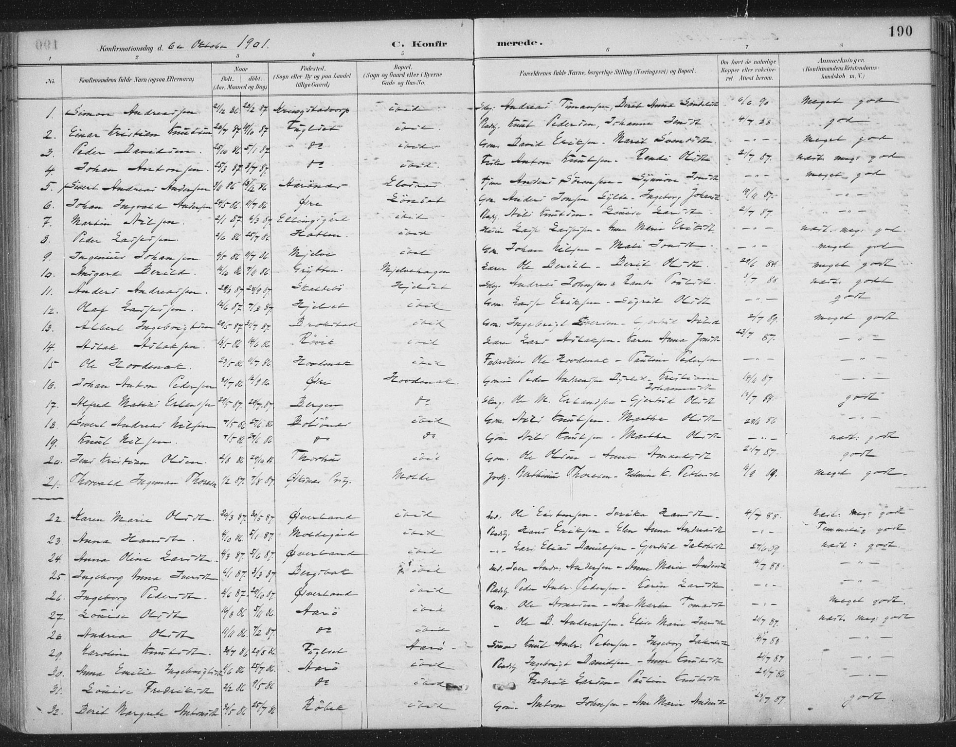 Ministerialprotokoller, klokkerbøker og fødselsregistre - Møre og Romsdal, AV/SAT-A-1454/555/L0658: Parish register (official) no. 555A09, 1887-1917, p. 190