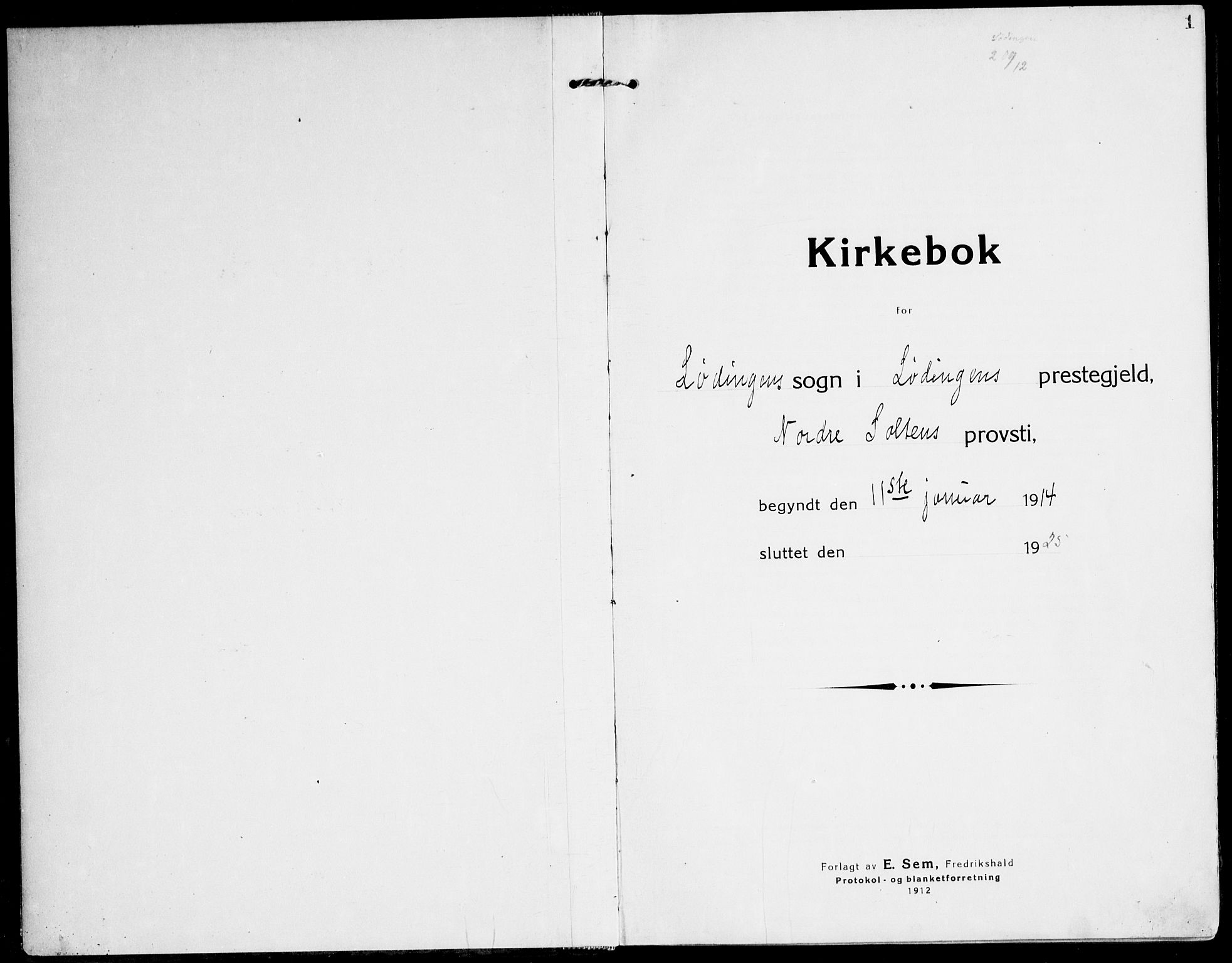 Ministerialprotokoller, klokkerbøker og fødselsregistre - Nordland, AV/SAT-A-1459/872/L1037: Parish register (official) no. 872A12, 1914-1925, p. 1