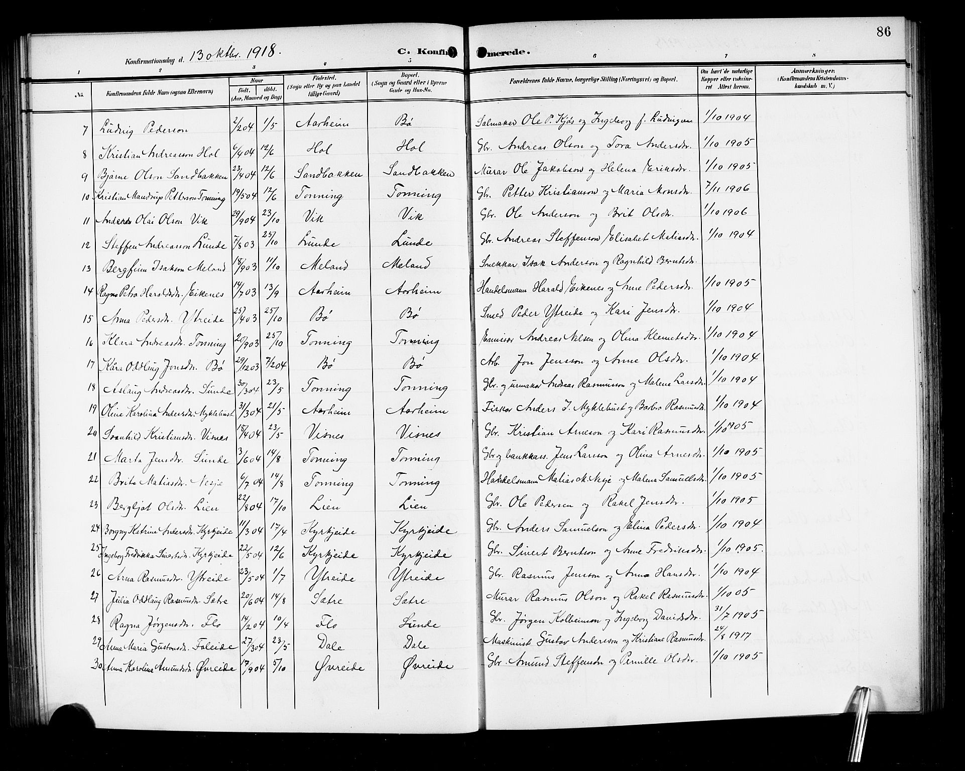 Stryn Sokneprestembete, SAB/A-82501: Parish register (copy) no. A 3, 1906-1924, p. 86