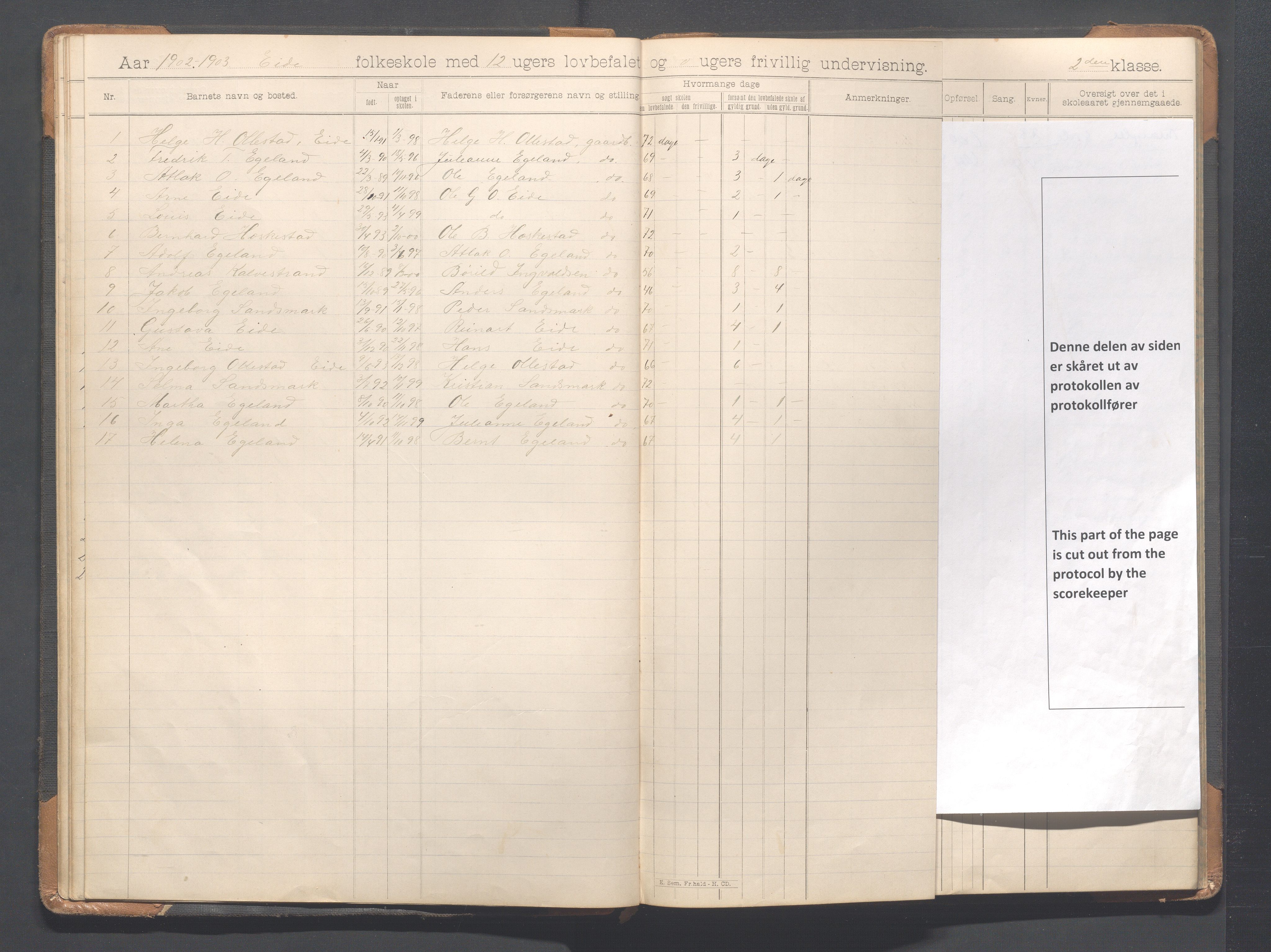 Heskestad kommune - Eide skole, IKAR/K-101744/H/L0001: Skoleprotokoll, 1898-1922, p. 19