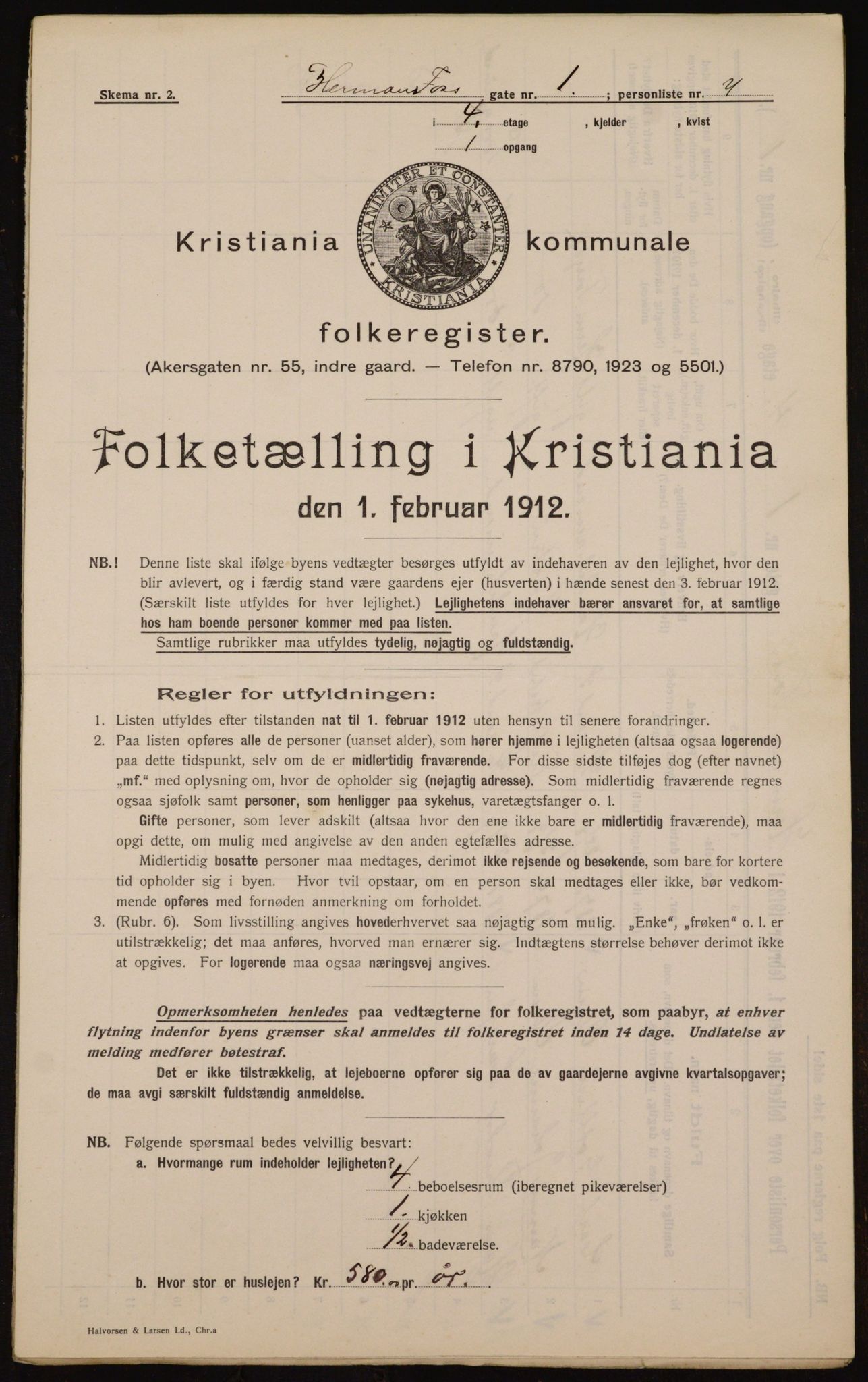 OBA, Municipal Census 1912 for Kristiania, 1912, p. 38950