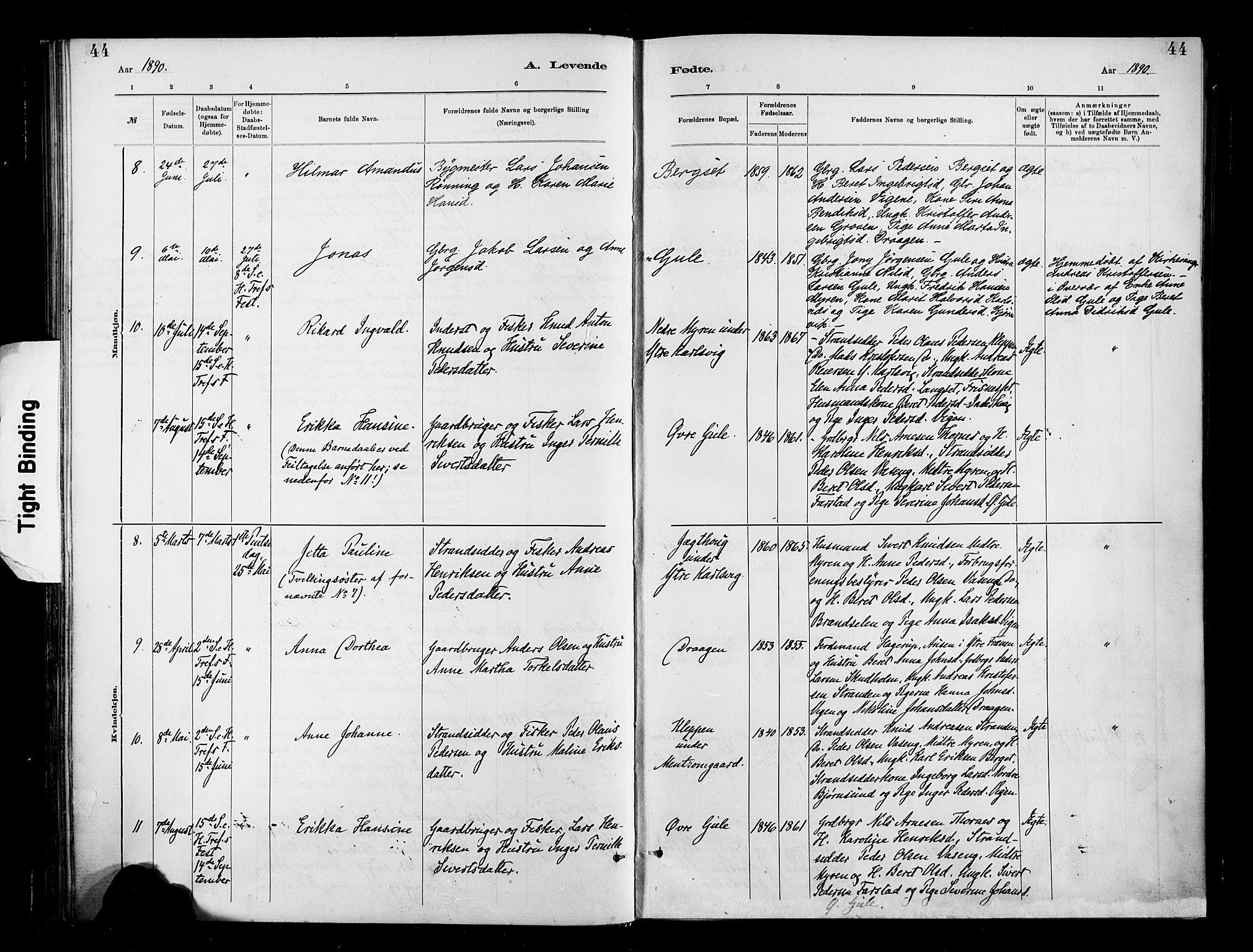 Ministerialprotokoller, klokkerbøker og fødselsregistre - Møre og Romsdal, SAT/A-1454/566/L0769: Parish register (official) no. 566A08, 1881-1903, p. 44