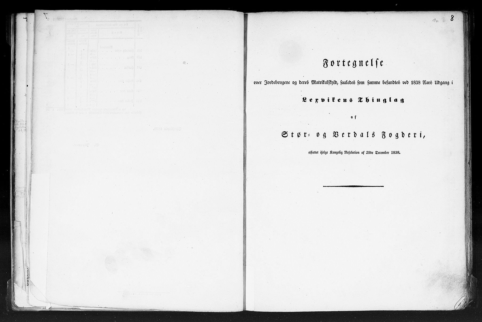 Rygh, RA/PA-0034/F/Fb/L0015/0001: Matrikkelen for 1838 / Matrikkelen for 1838 - Nordre Trondhjems amt (Nord-Trøndelag fylke), 1838, p. 8a