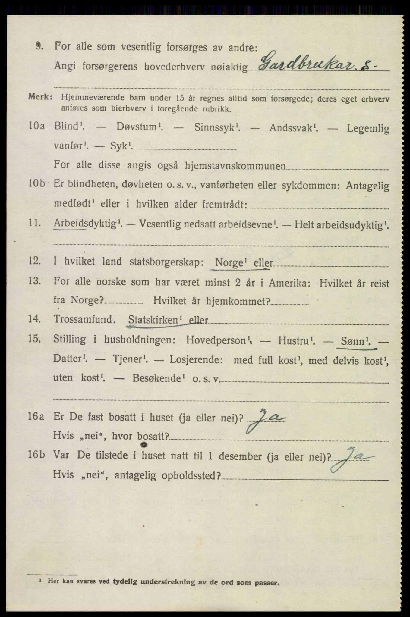 SAK, 1920 census for Valle, 1920, p. 1536