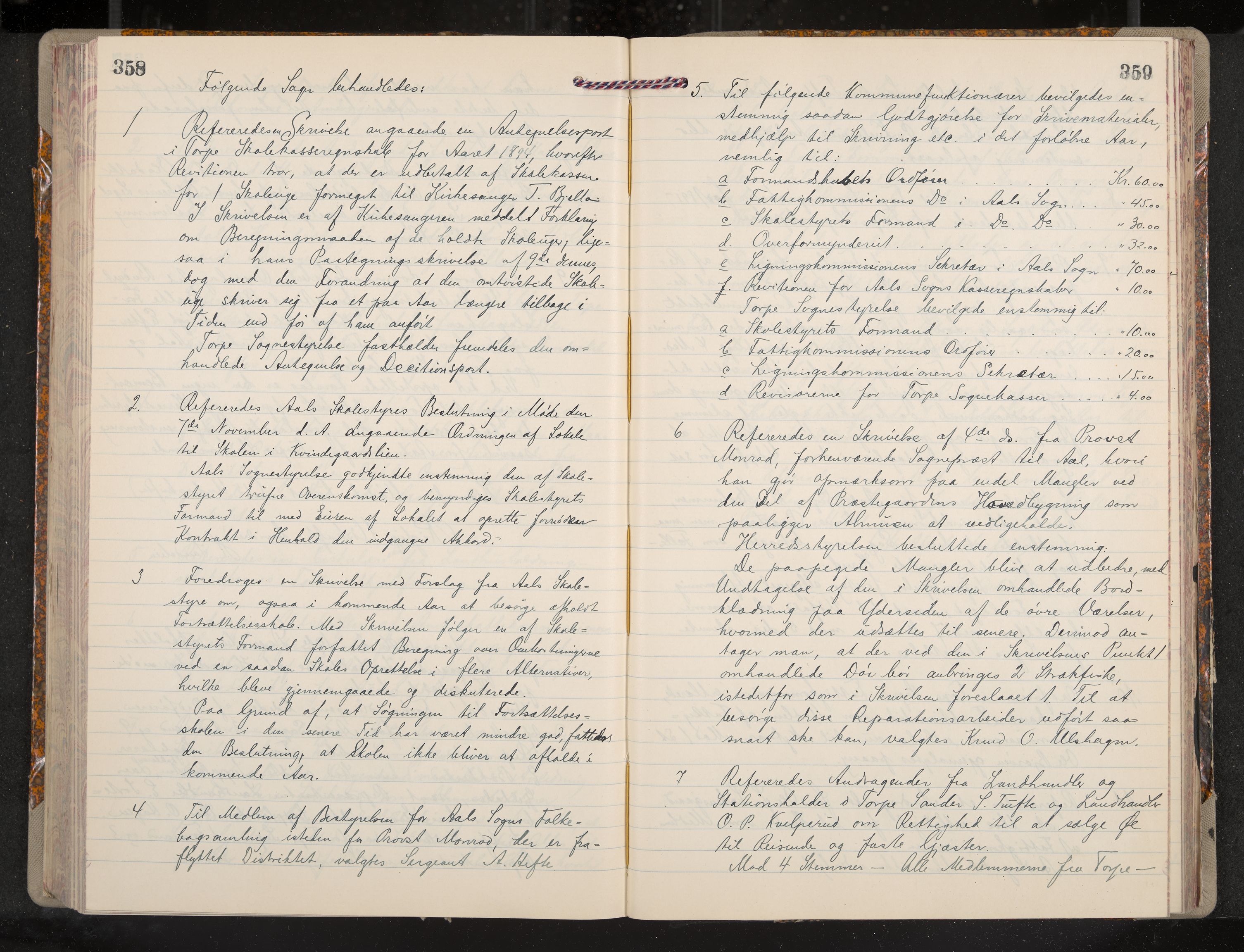 Ål formannskap og sentraladministrasjon, IKAK/0619021/A/Aa/L0004: Utskrift av møtebok, 1881-1901, p. 358-359