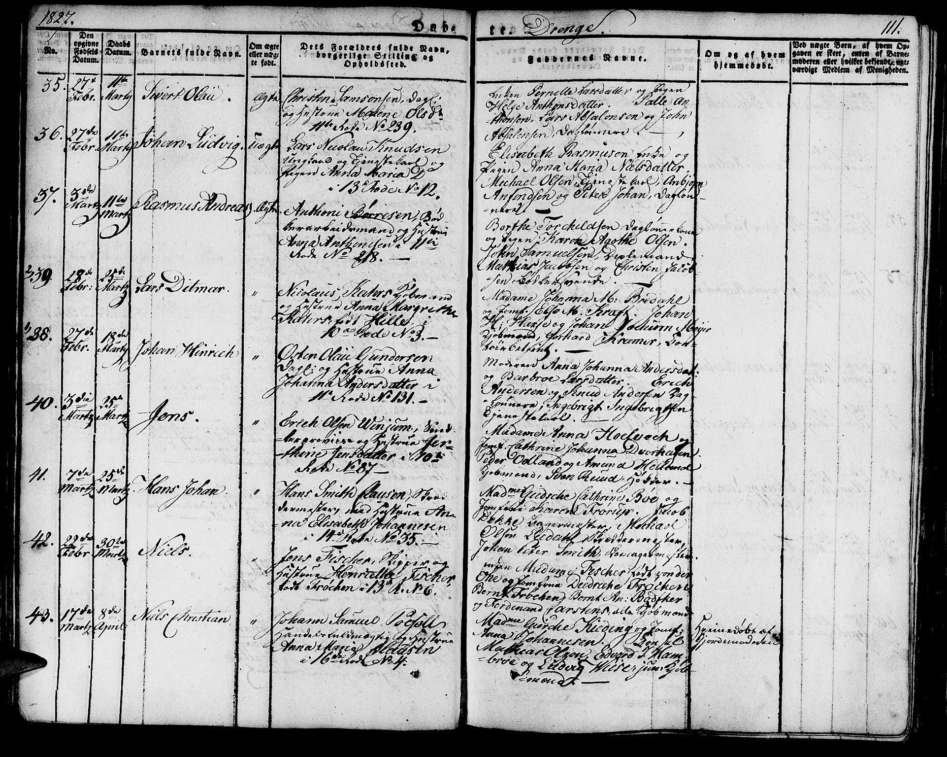 Domkirken sokneprestembete, SAB/A-74801/H/Haa/L0012: Parish register (official) no. A 12, 1821-1840, p. 111