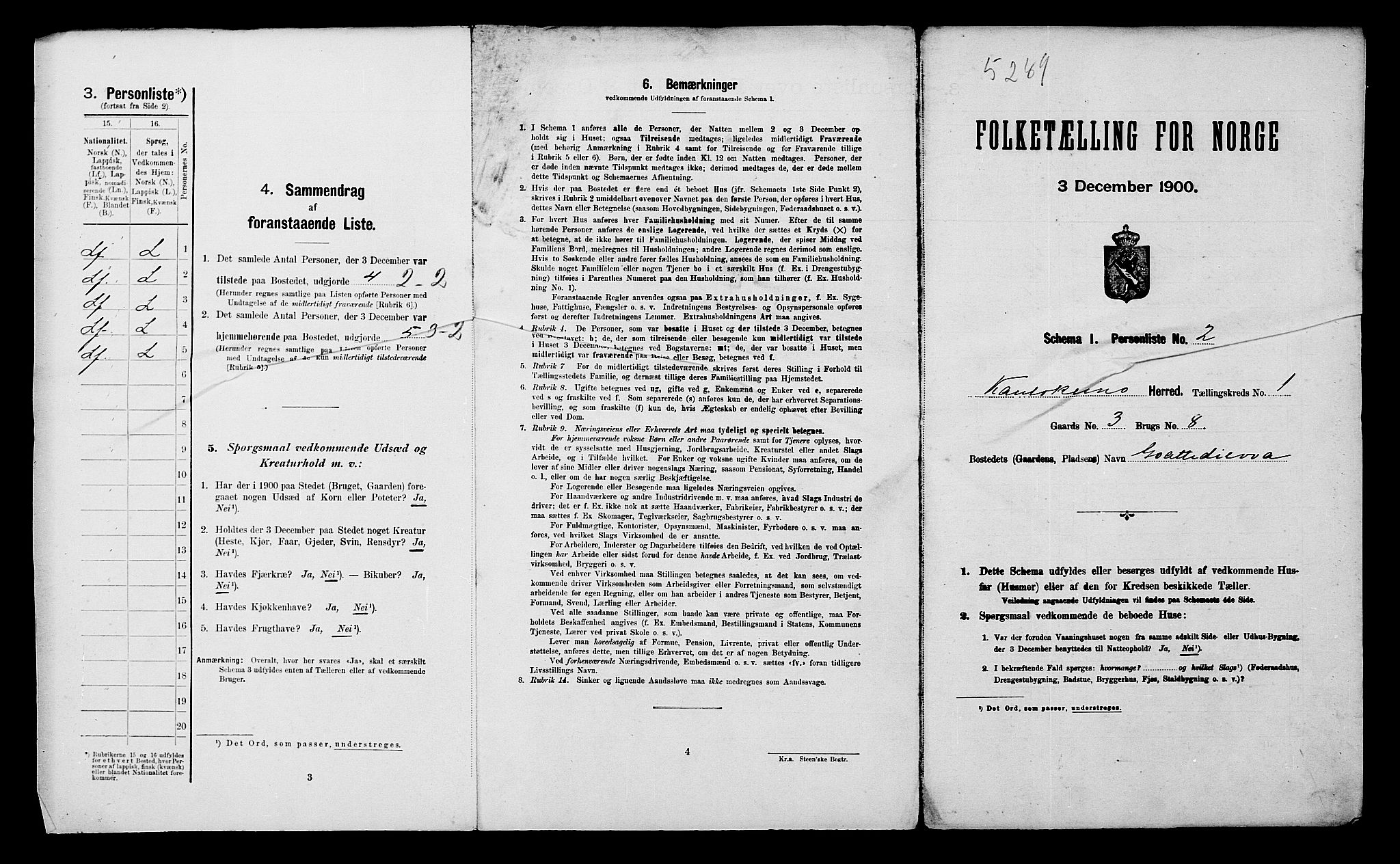 SATØ, 1900 census for Kautokeino, 1900, p. 20