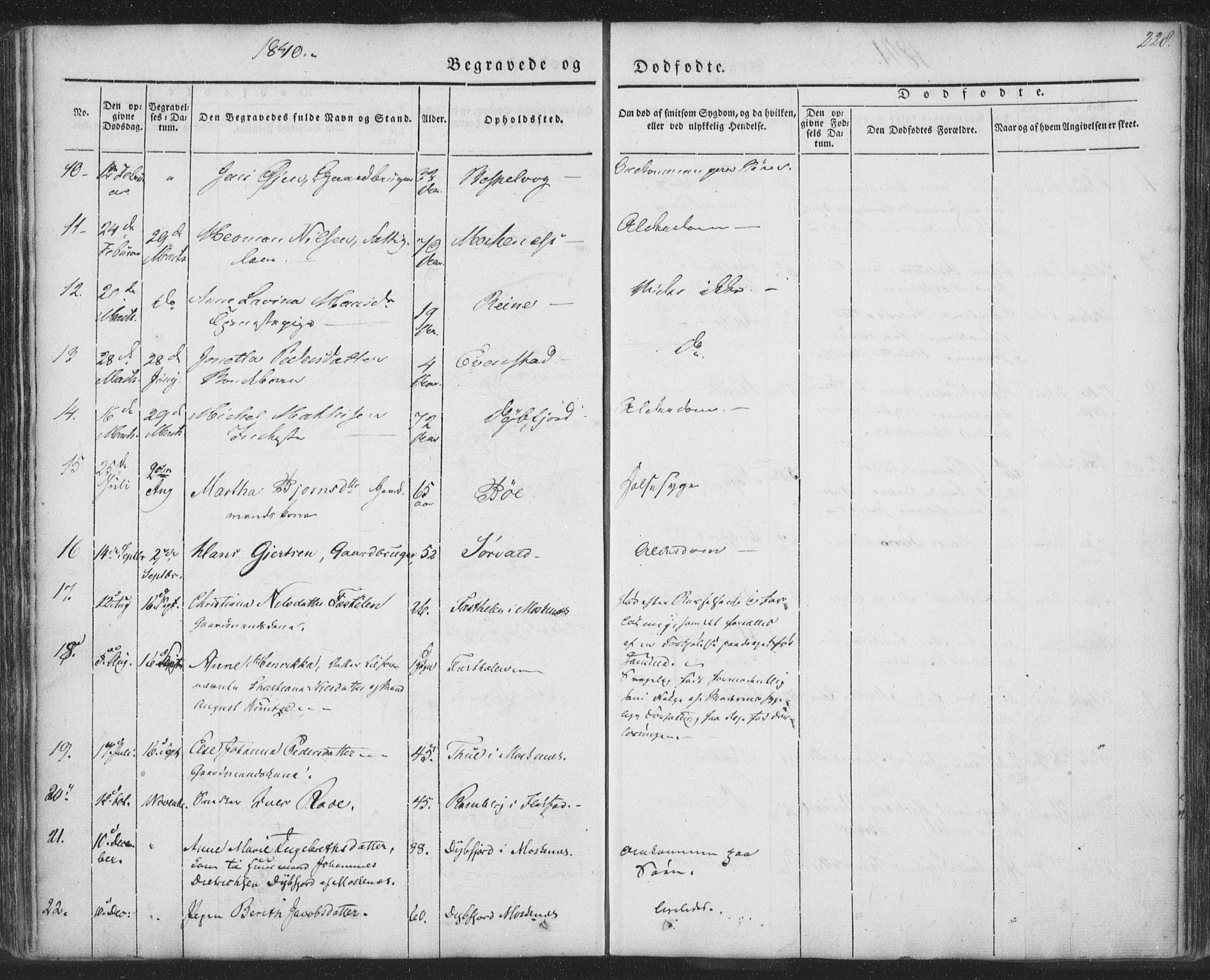 Ministerialprotokoller, klokkerbøker og fødselsregistre - Nordland, AV/SAT-A-1459/885/L1202: Parish register (official) no. 885A03, 1838-1859, p. 228