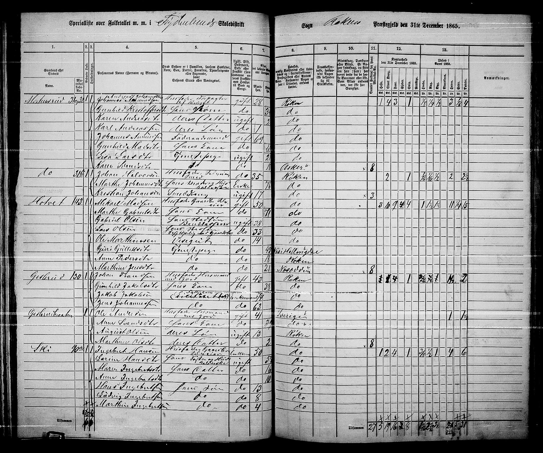 RA, 1865 census for Røyken, 1865, p. 82