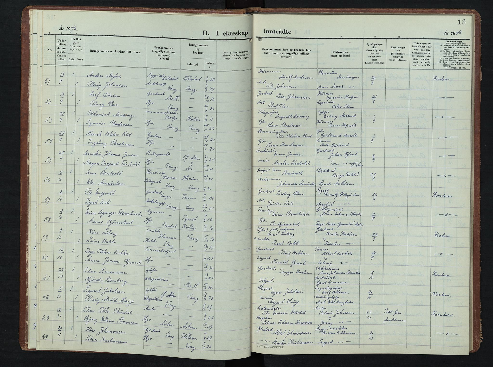 Vang prestekontor, Hedmark, AV/SAH-PREST-008/H/Ha/Hab/L0020: Parish register (copy) no. 20, 1947-1957, p. 13